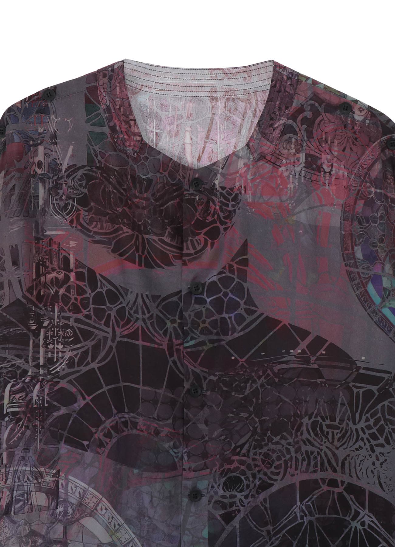 BAROQUE PATTERN COLLARLESS BLOUSE