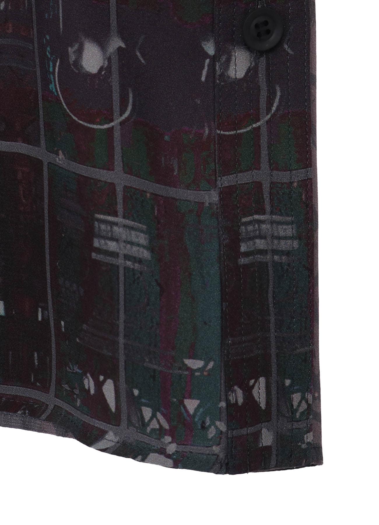 BAROQUE PATTERN COLLARLESS BLOUSE