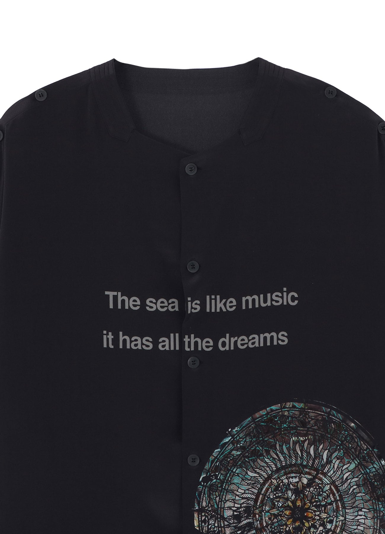 GREY/LINING COLLARLESS SHORT SLEEVE BLOUSE