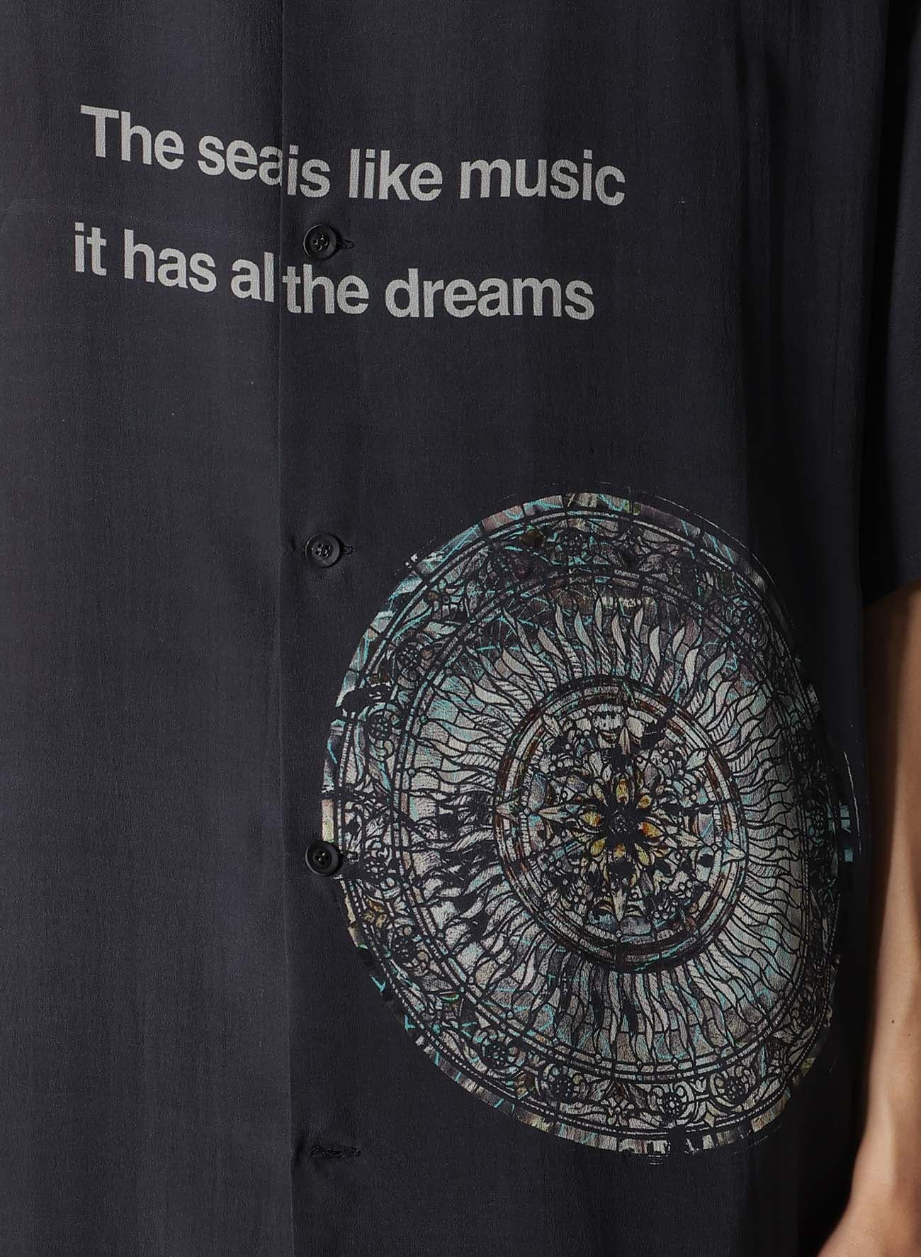 GREY/LINING COLLARLESS SHORT SLEEVE BLOUSE