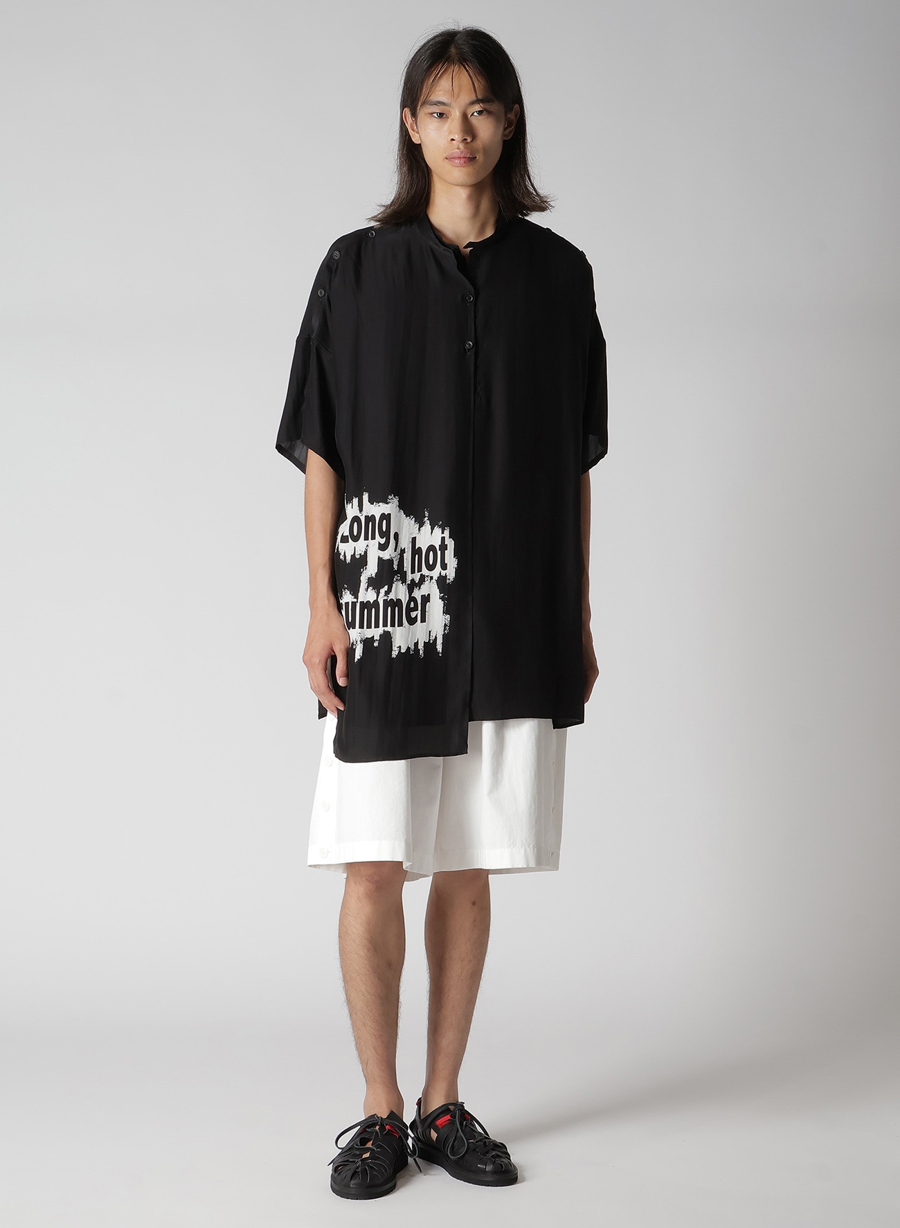 LONG HOT SUMMER DOUBLE COVERED SHORT SLEEVE BLOUSE