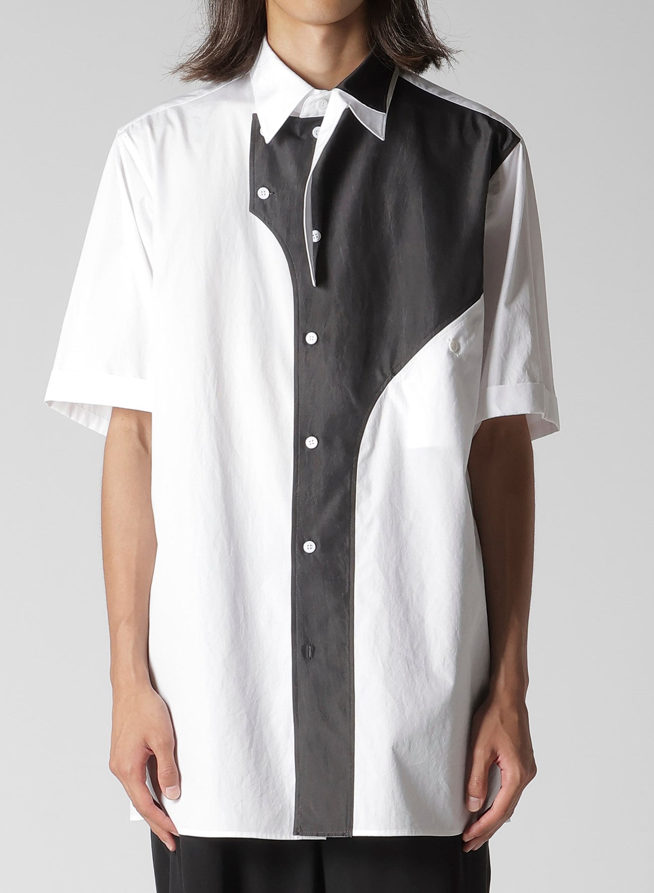 COTTON BROAD  BLACK AND WHITE ASYMMETRIC BLOUSE