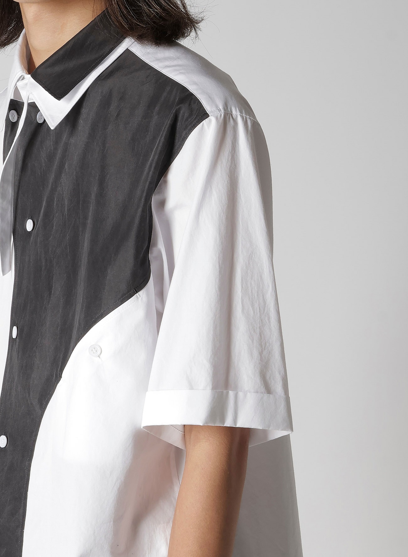 COTTON BROAD  BLACK AND WHITE ASYMMETRIC BLOUSE