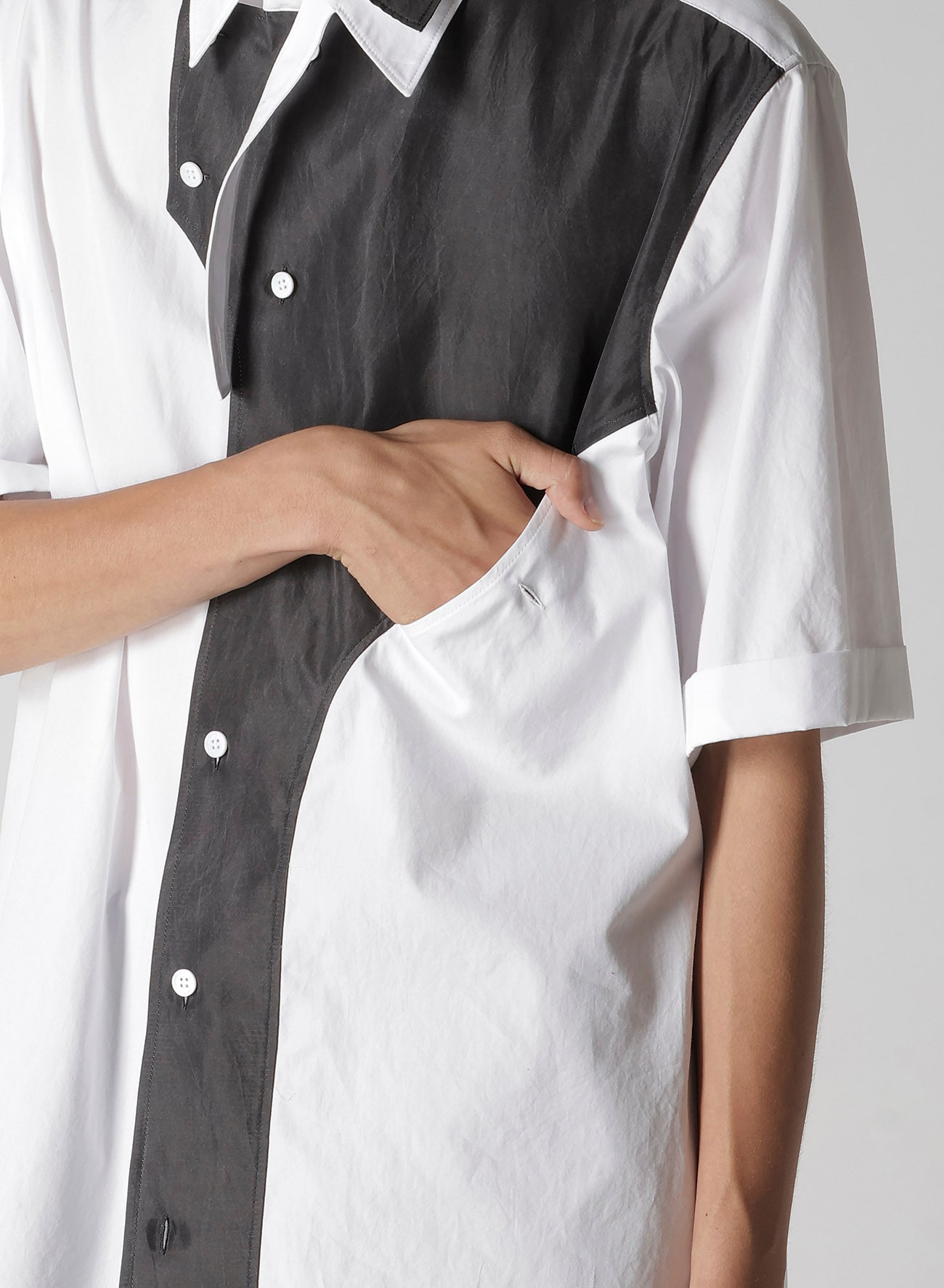 COTTON BROAD  BLACK AND WHITE ASYMMETRIC BLOUSE