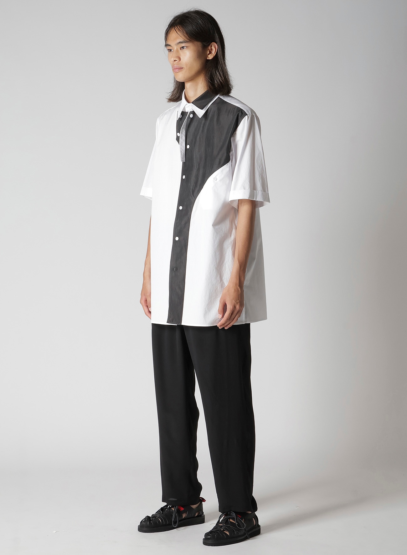 COTTON BROAD  BLACK AND WHITE ASYMMETRIC BLOUSE