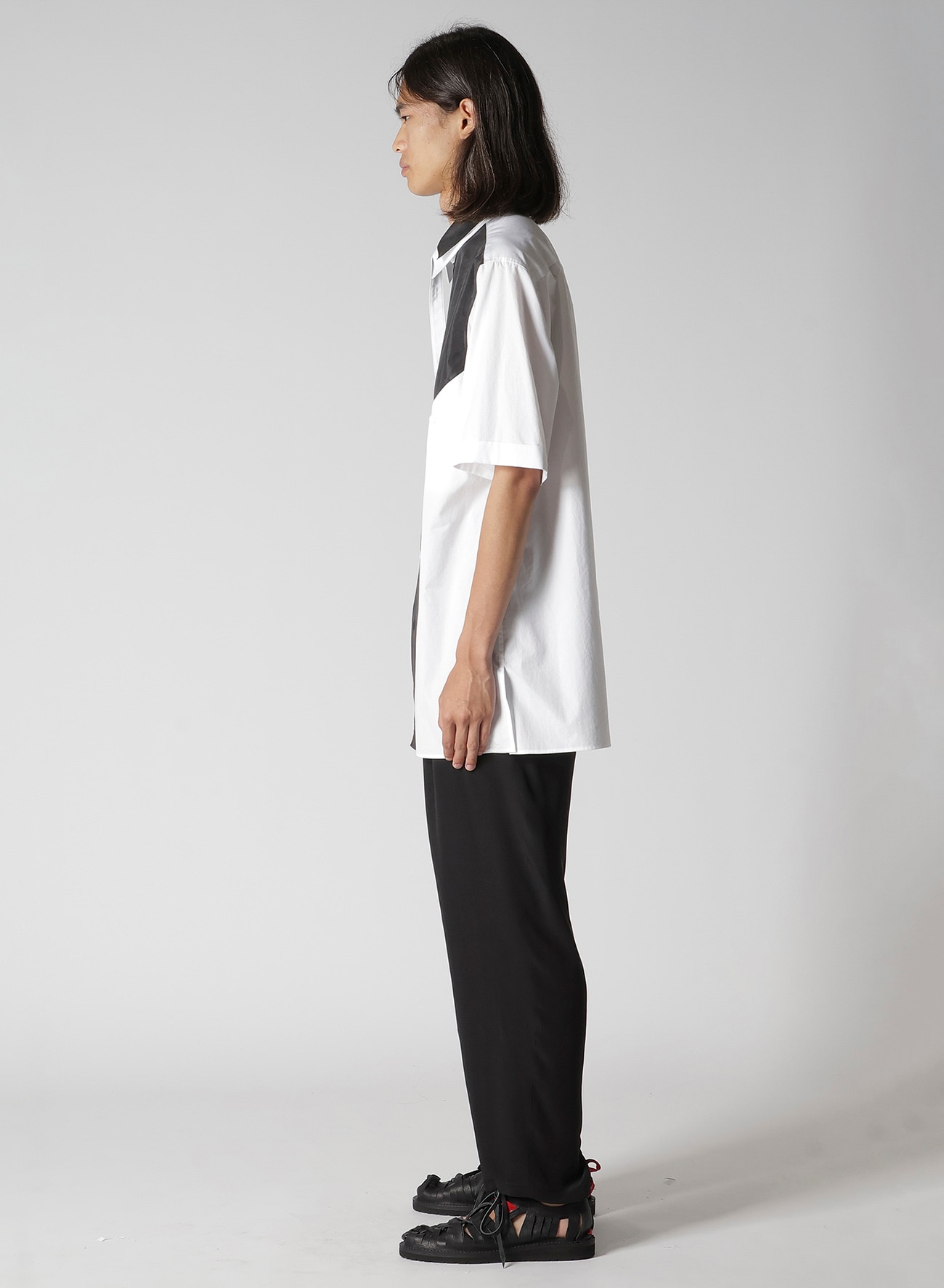 COTTON BROAD  BLACK AND WHITE ASYMMETRIC BLOUSE