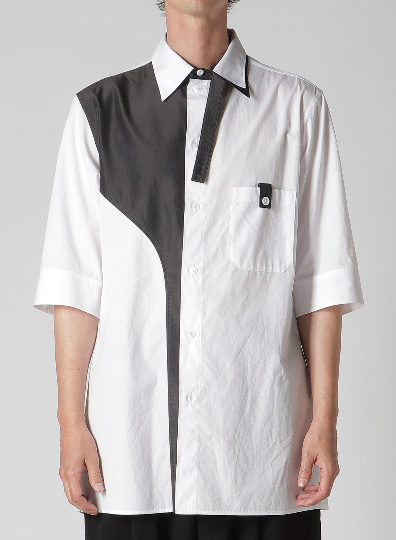 COTTON BROAD BLACK AND WHITE TRIPLE COLLAR BLOUSE