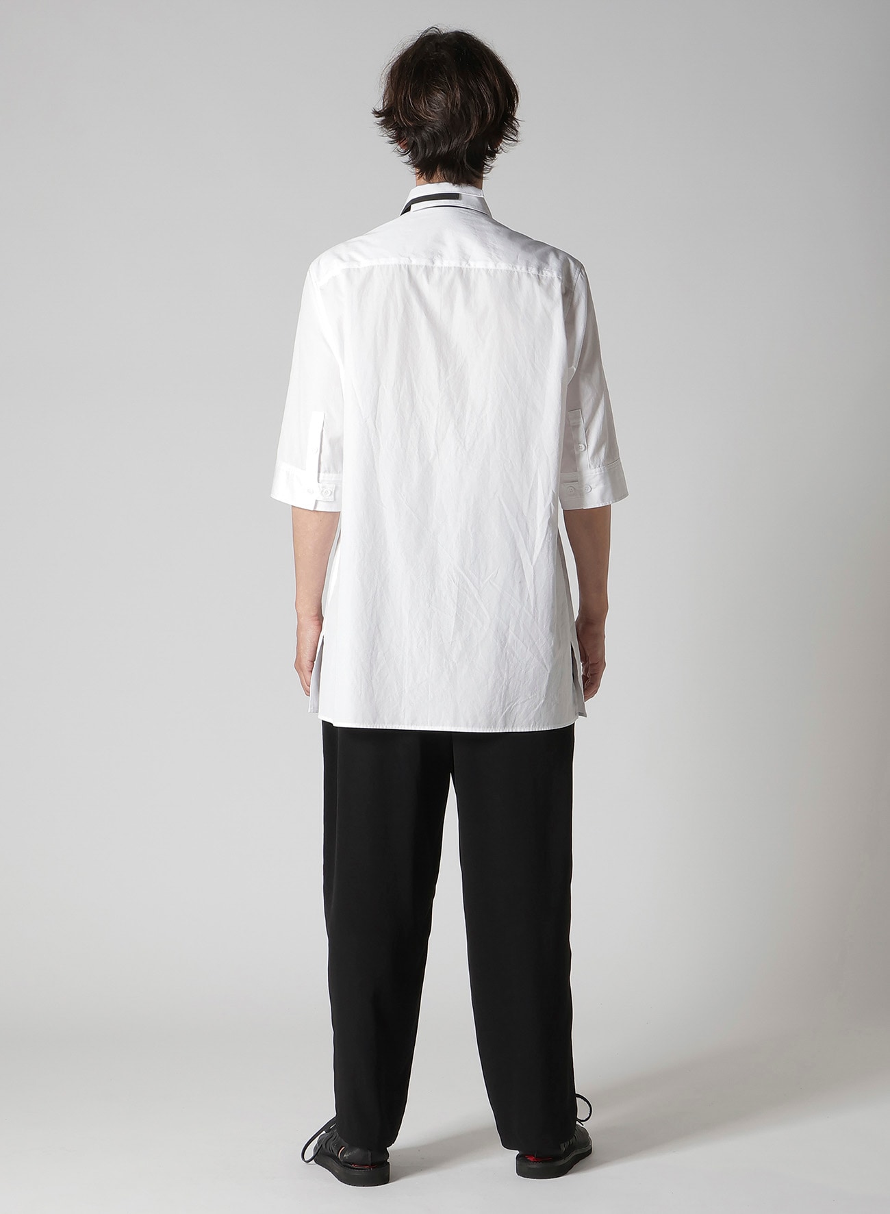 COTTON BROAD BLACK AND WHITE TRIPLE COLLAR BLOUSE