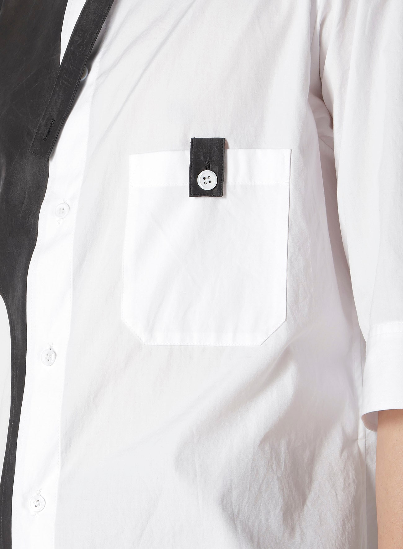 COTTON BROAD BLACK AND WHITE TRIPLE COLLAR BLOUSE