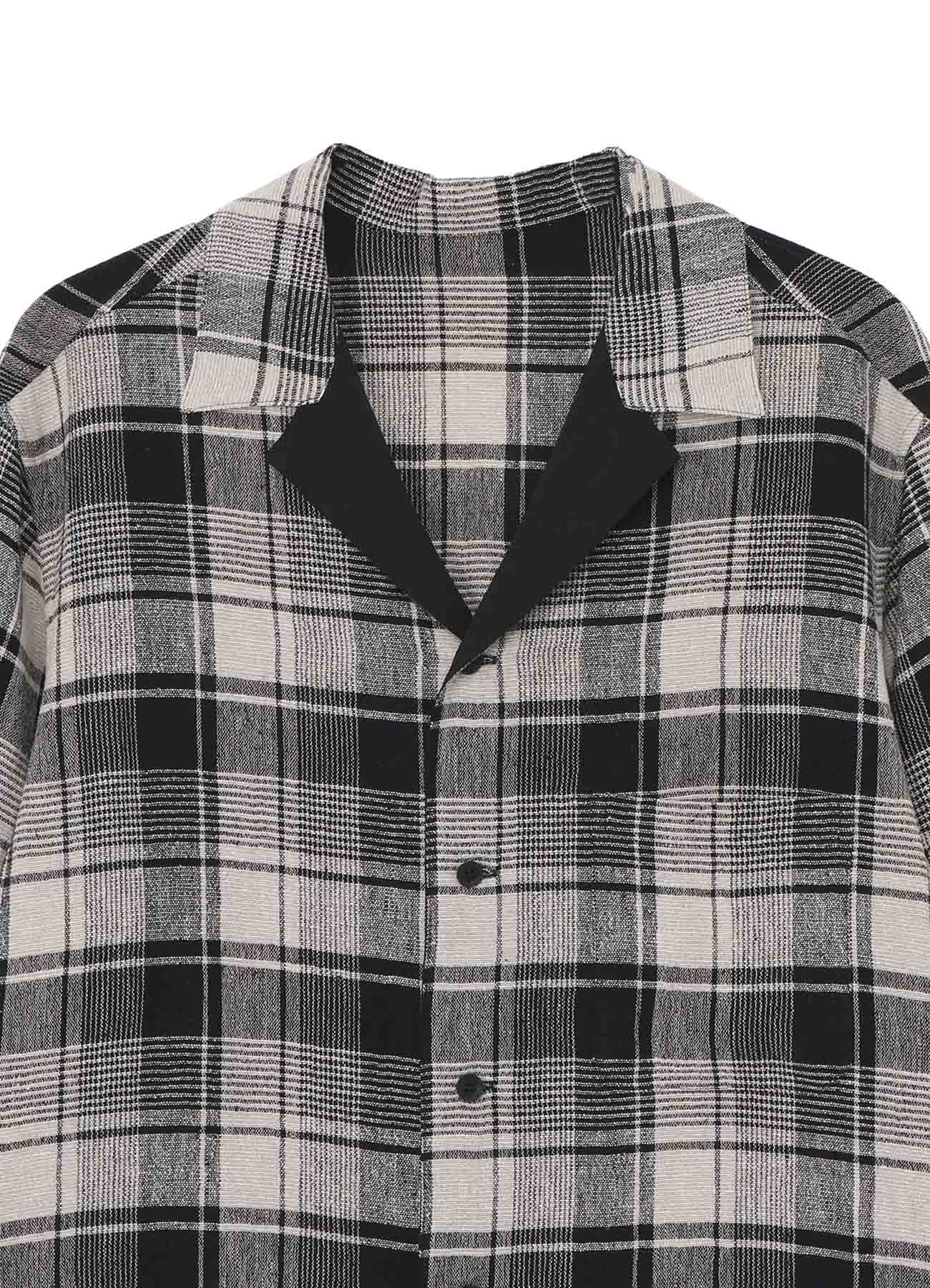 L/S PLAID PANELED SHORT SLEEVE BLOUSE