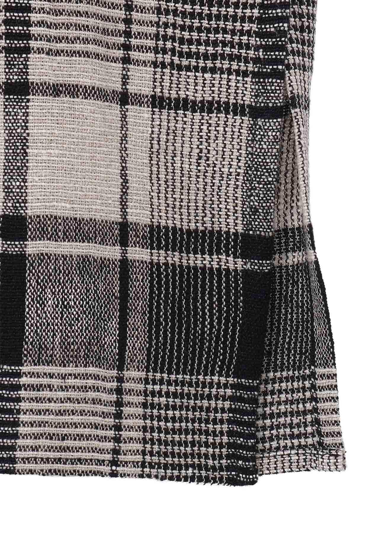 L/S PLAID PANELED SHORT SLEEVE BLOUSE