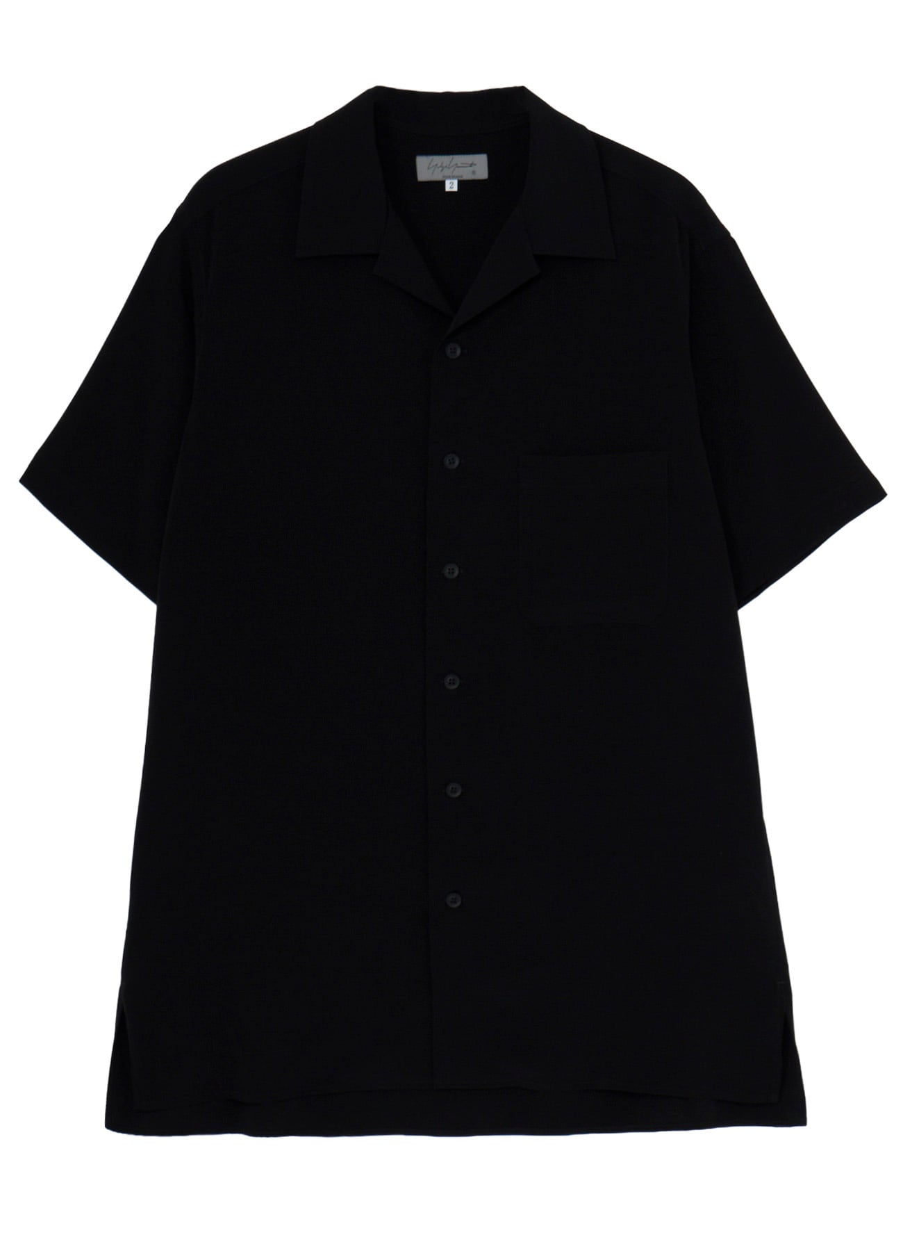 TA TUXEDO SHORT SLEEVE OPEN COLLAR BLOUSE