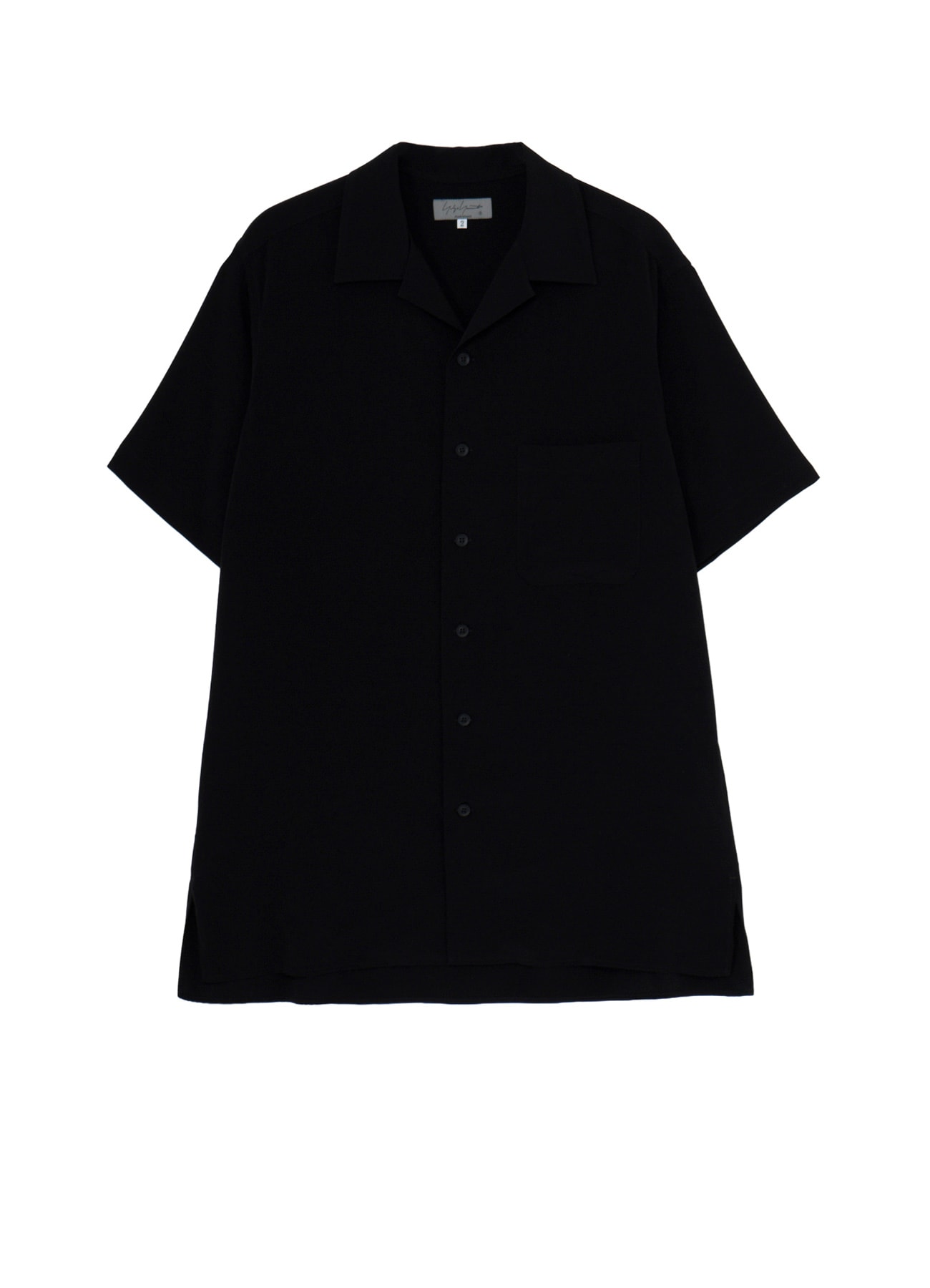 TA TUXEDO SHORT SLEEVE OPEN COLLAR BLOUSE