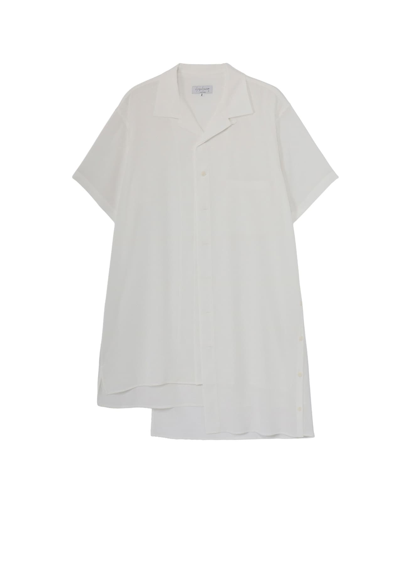 WHITE TA TUXEDO SHORT SLEEVE DOUBLE BLOUSE