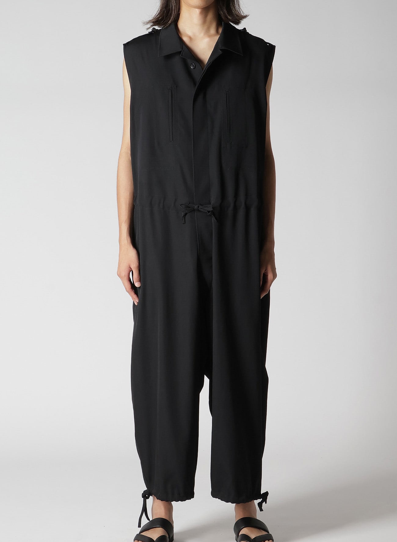 WOOL GABARDINE OEPAULET ATTACHED OVERALLS