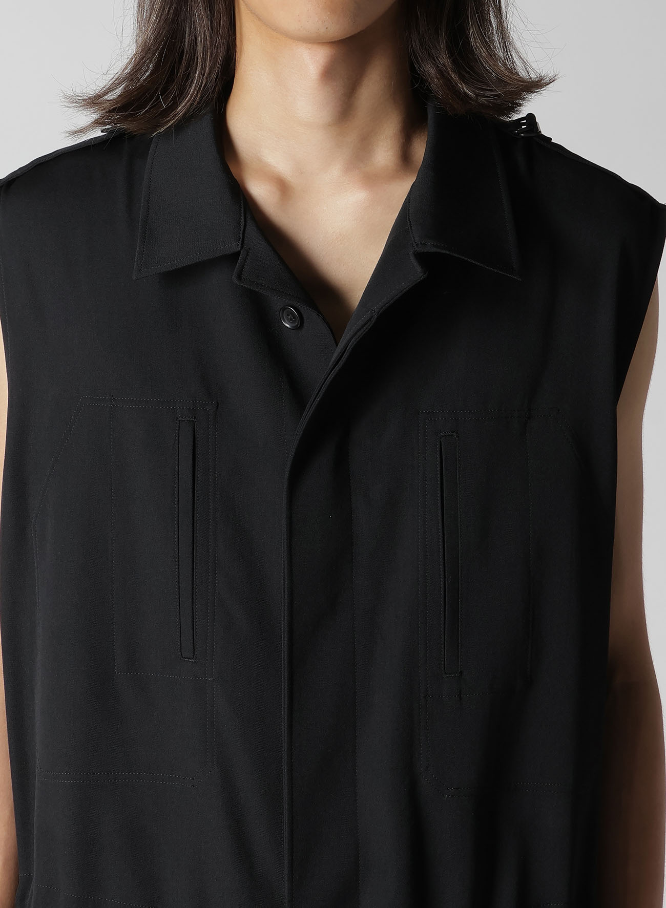 WOOL GABARDINE OEPAULET ATTACHED OVERALLS