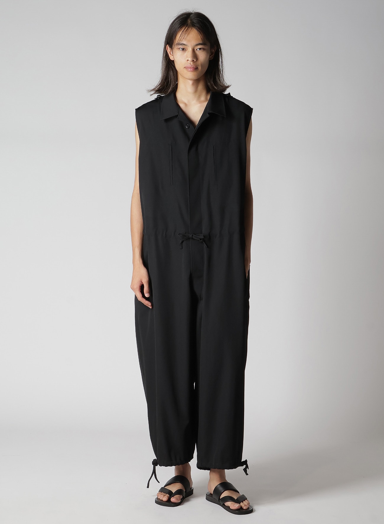 WOOL GABARDINE OEPAULET ATTACHED OVERALLS