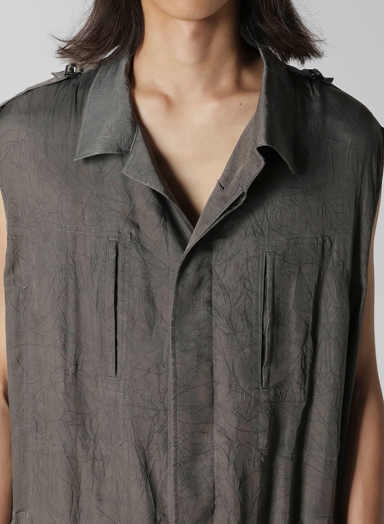 INK DYED WRINKLE CUPRO MESSAGE OVERALLS