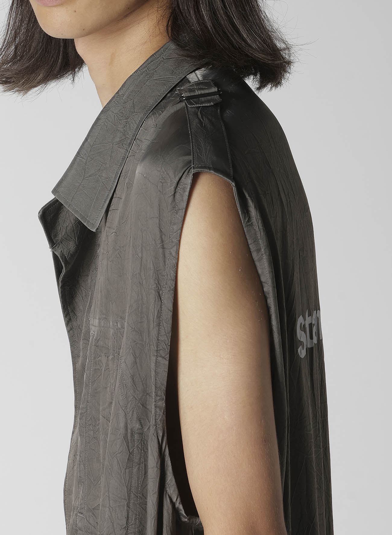 INK DYED WRINKLE CUPRO MESSAGE OVERALLS