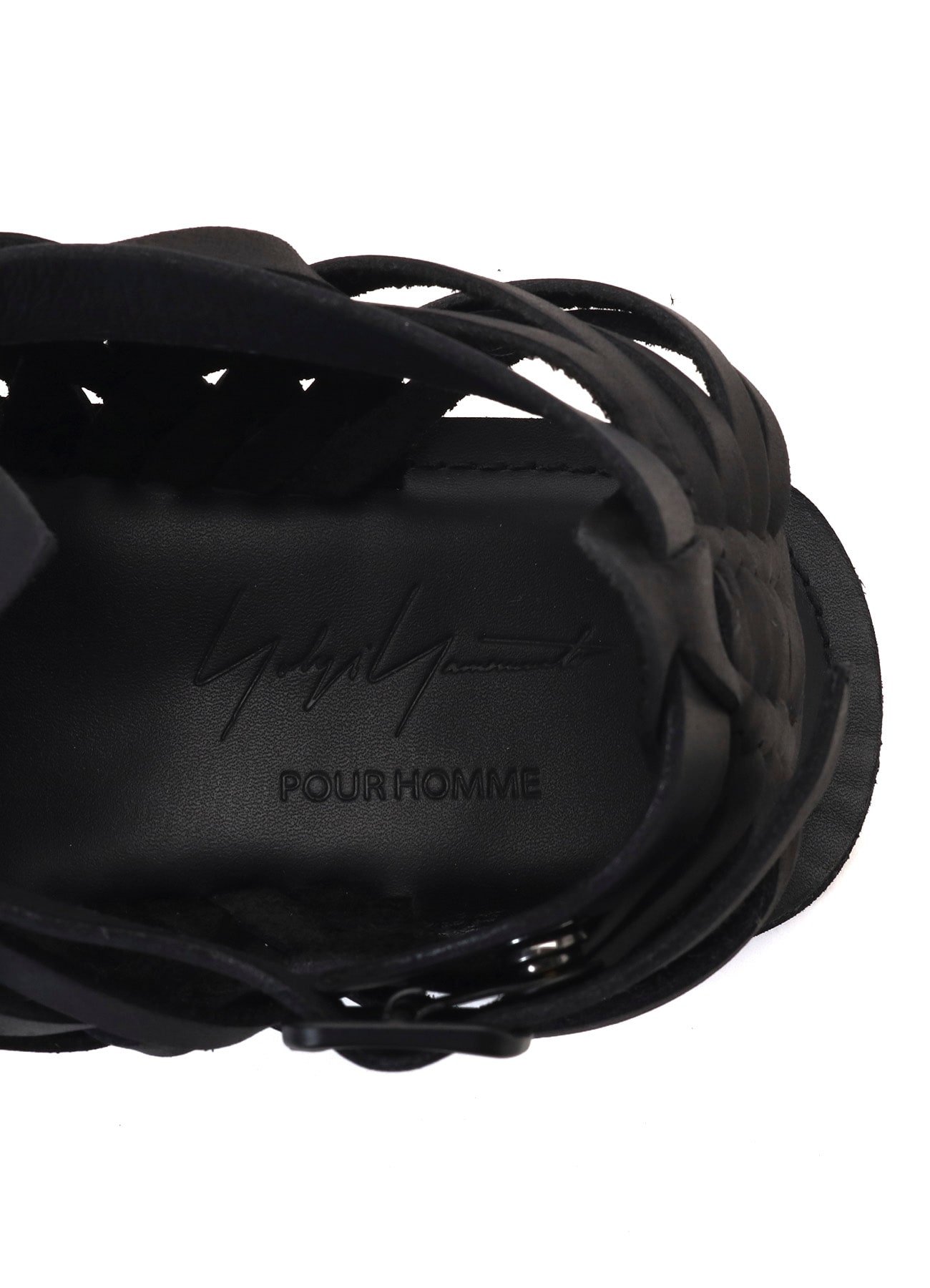 OILED LEATHER MESH STRAP SANDALS