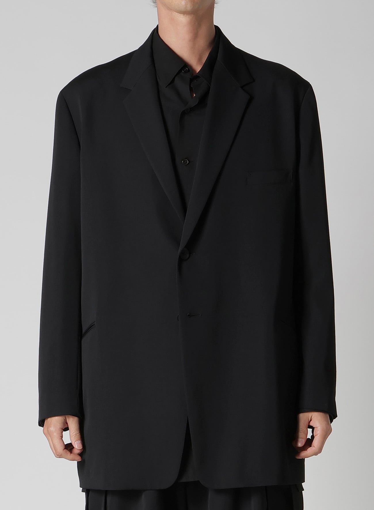 WOOL GABARDINE DOUBLE BUTTON JACKET