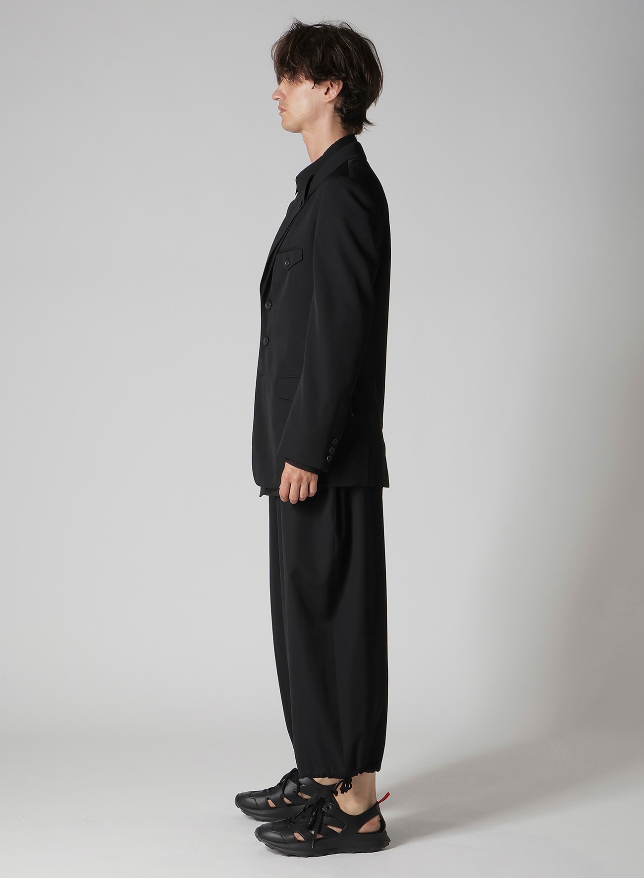 WOOL GABARDINE DOUBLE LEFT LAPEL DOUBLE JACKET