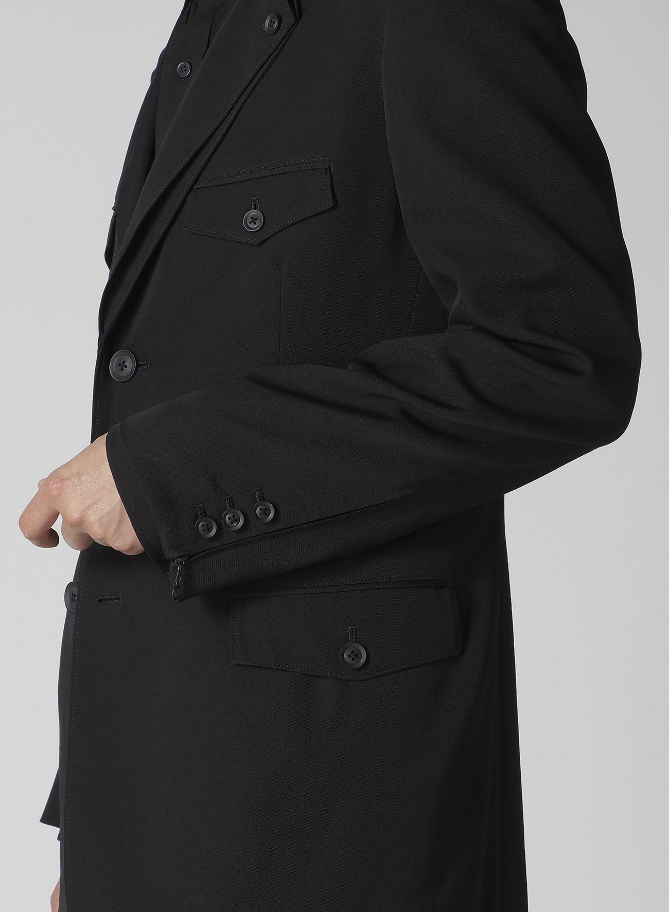 WOOL GABARDINE DOUBLE LEFT LAPEL DOUBLE JACKET