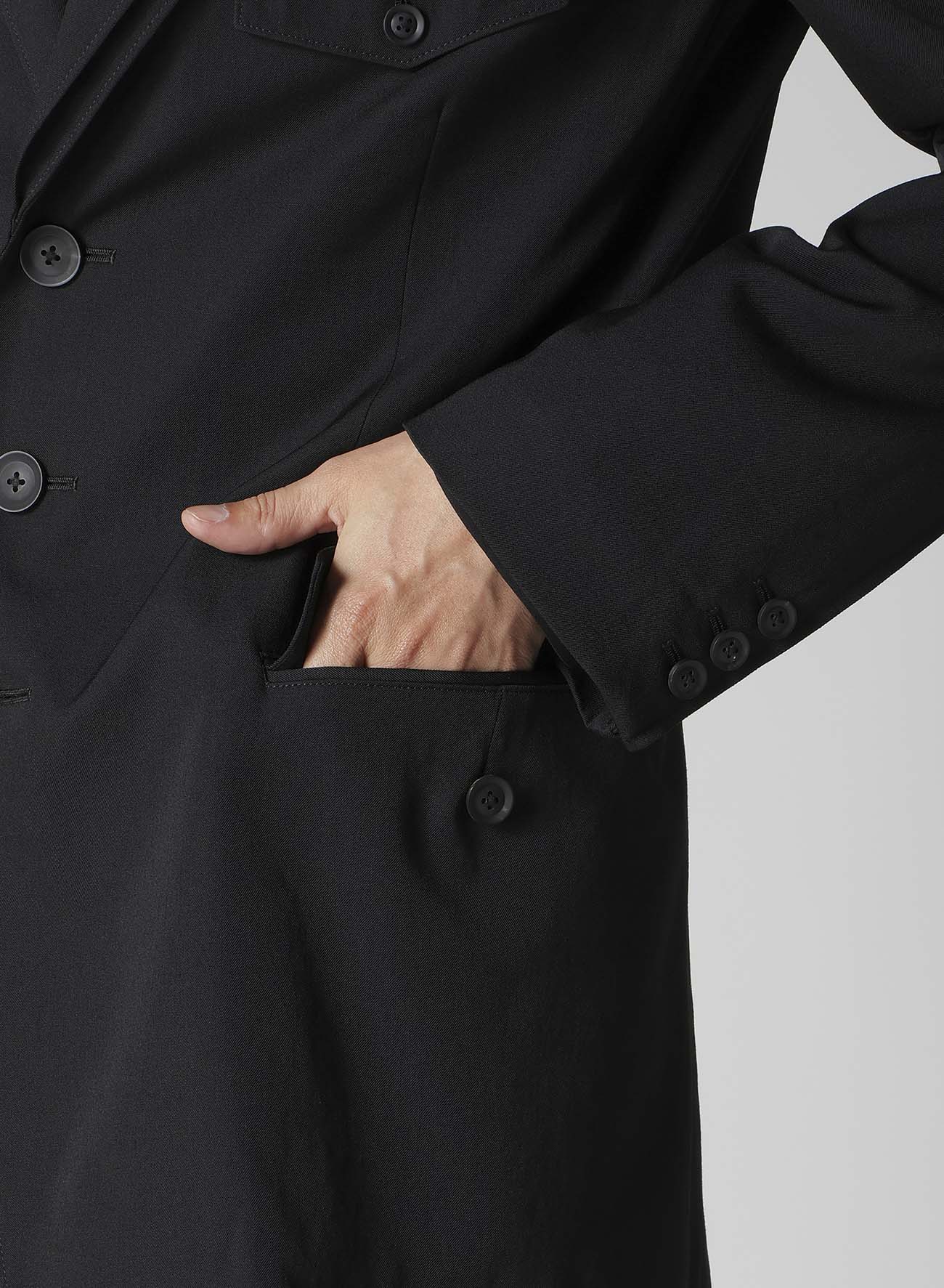 WOOL GABARDINE DOUBLE LEFT LAPEL DOUBLE JACKET