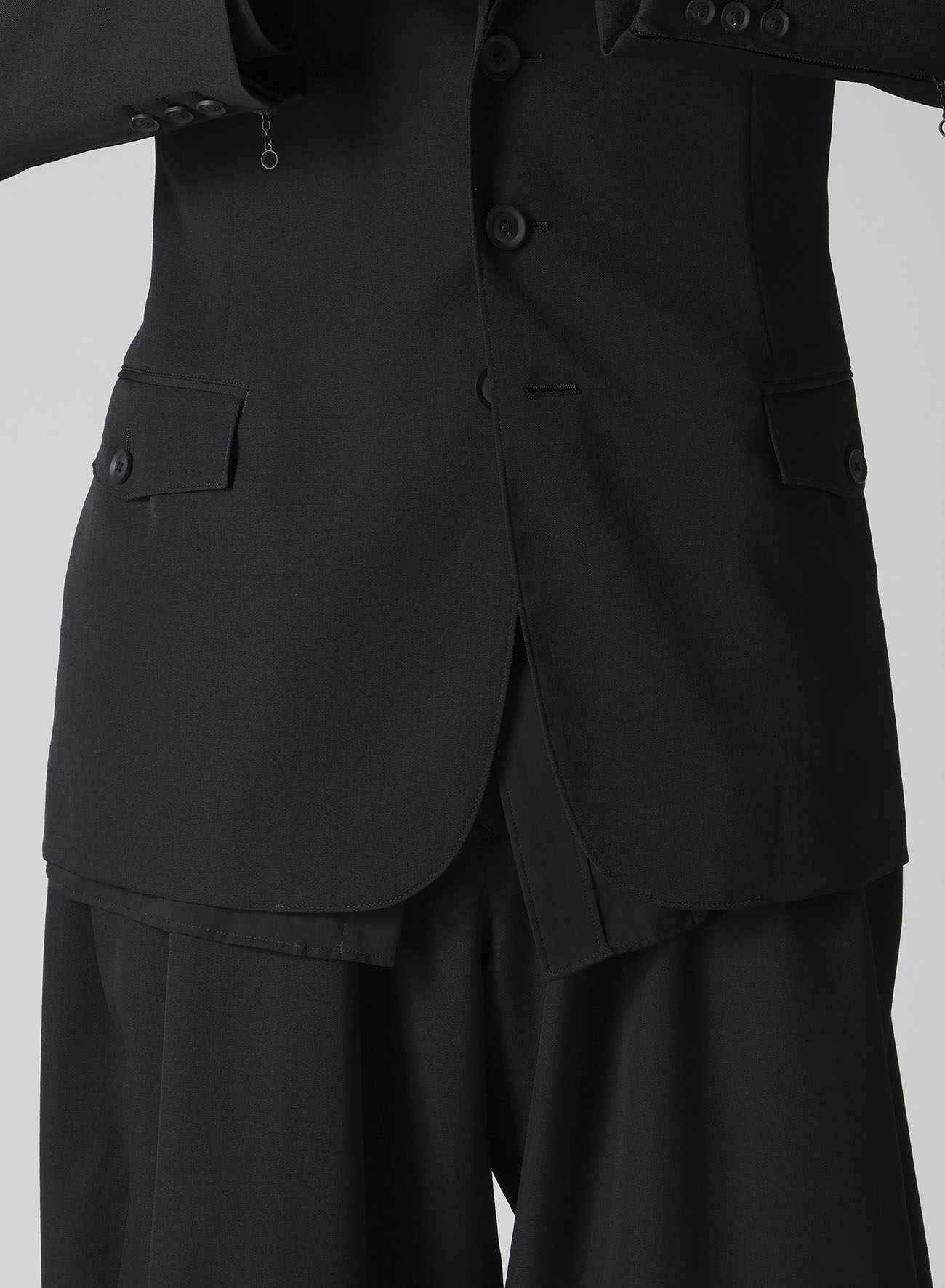 WOOL GABARDINE DOUBLE LEFT LAPEL DOUBLE JACKET