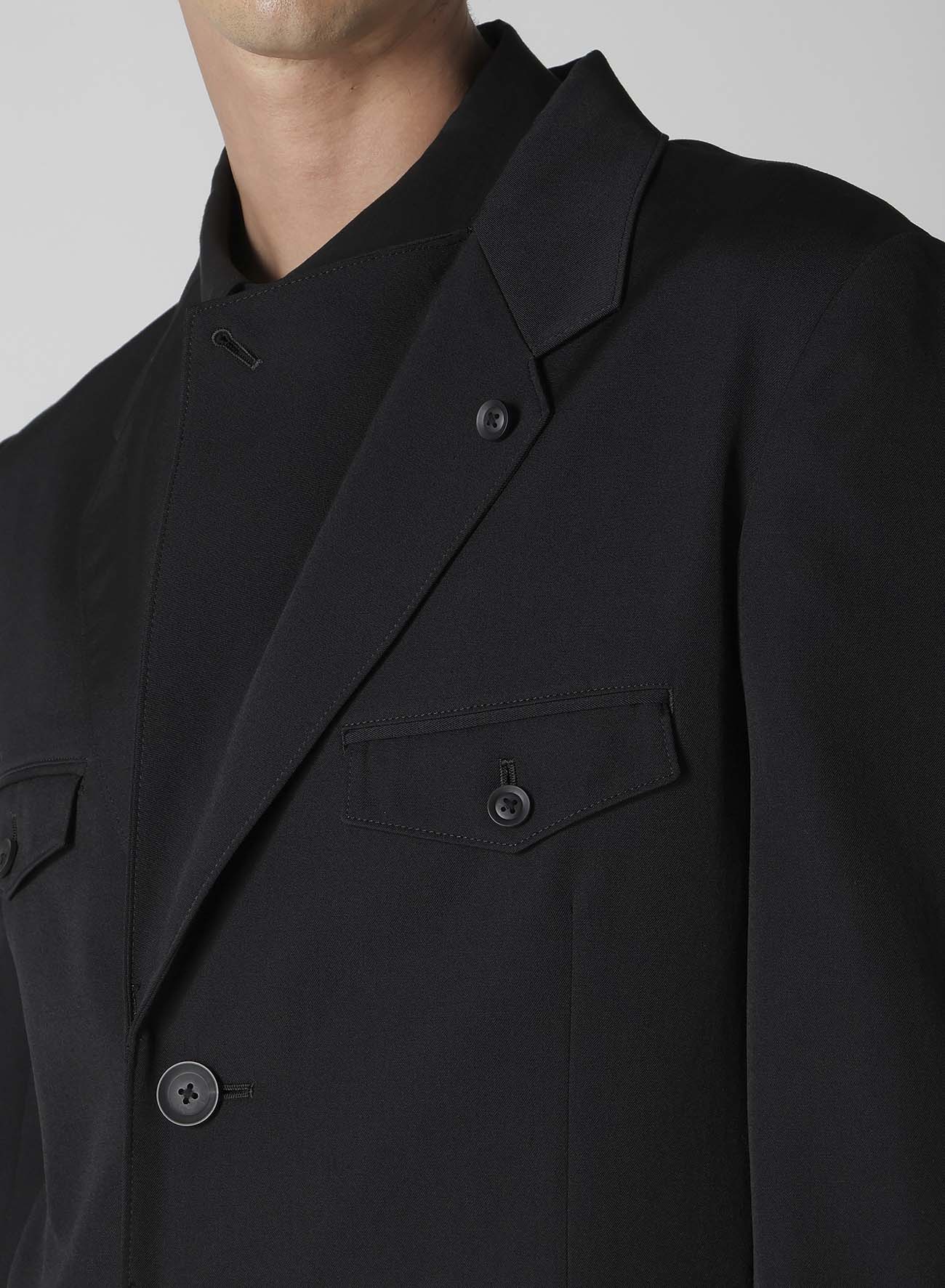 WOOL GABARDINE DOUBLE LEFT LAPEL DOUBLE JACKET