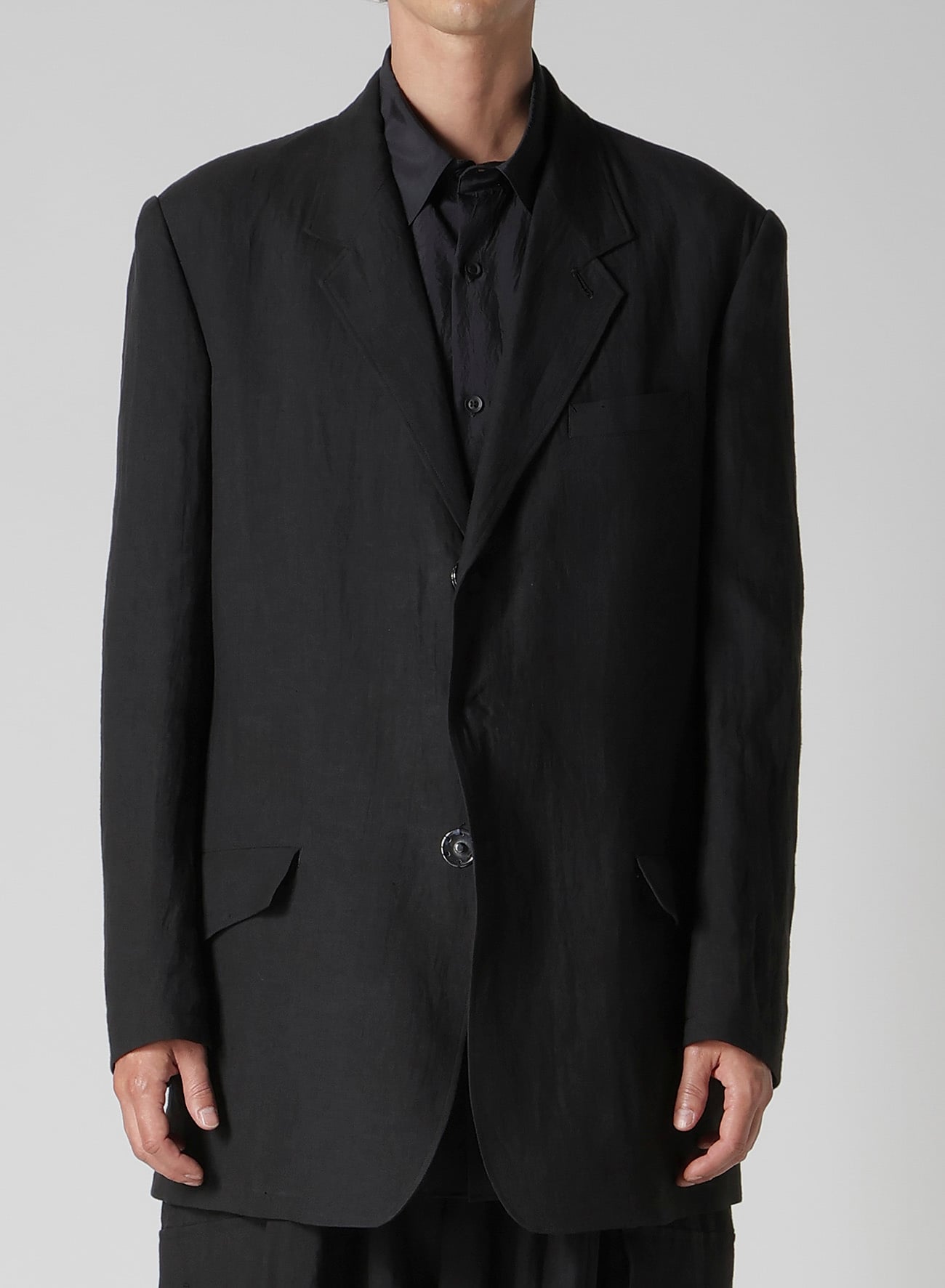 LINEN CLOTH FRONT EDGE 3SNAP BOTTON JACKET