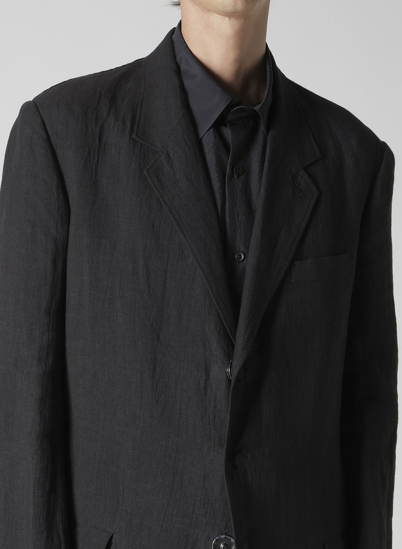 LINEN CLOTH FRONT EDGE 3SNAP BOTTON JACKET