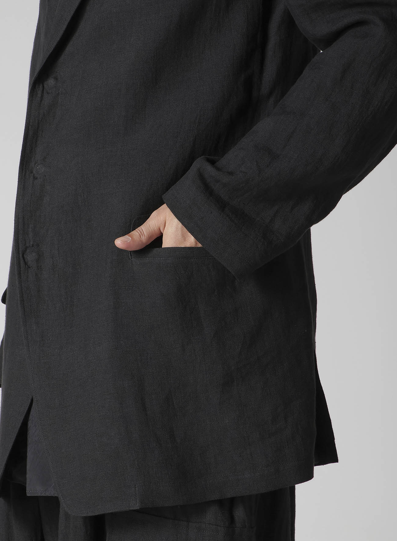 LINEN CLOTH FRONT EDGE 3SNAP BOTTON JACKET