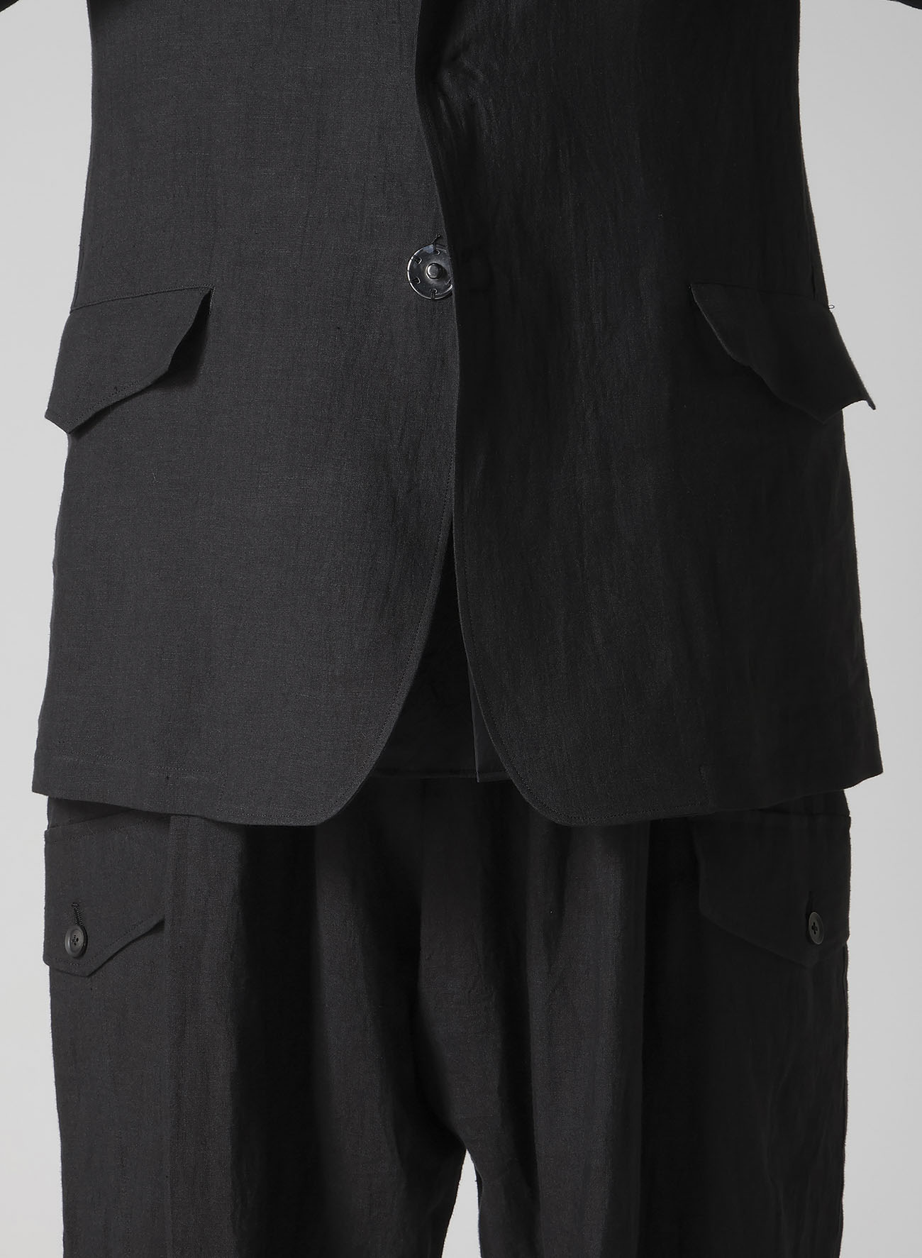 LINEN CLOTH FRONT EDGE 3SNAP BOTTON JACKET