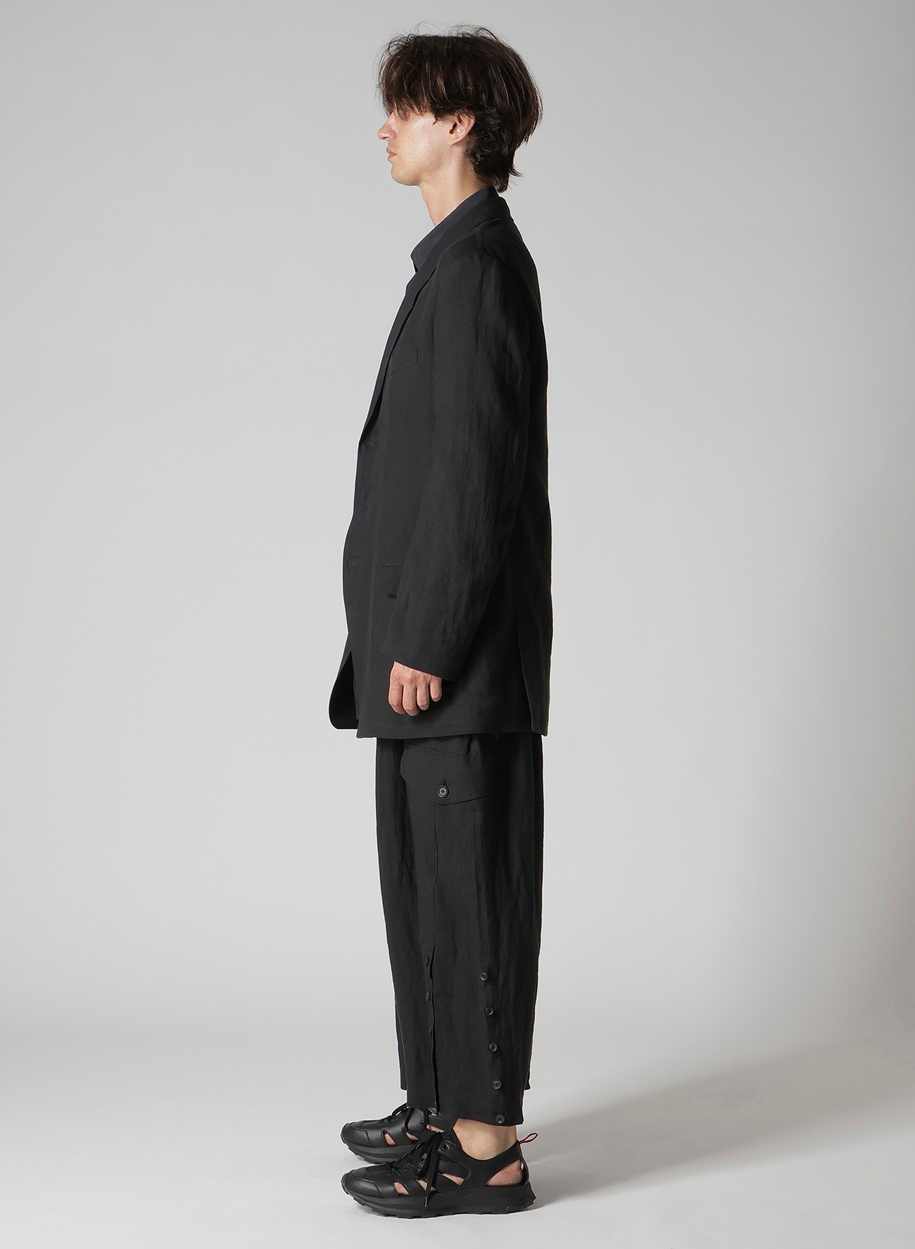 LINEN CLOTH FRONT EDGE 3SNAP BOTTON JACKET