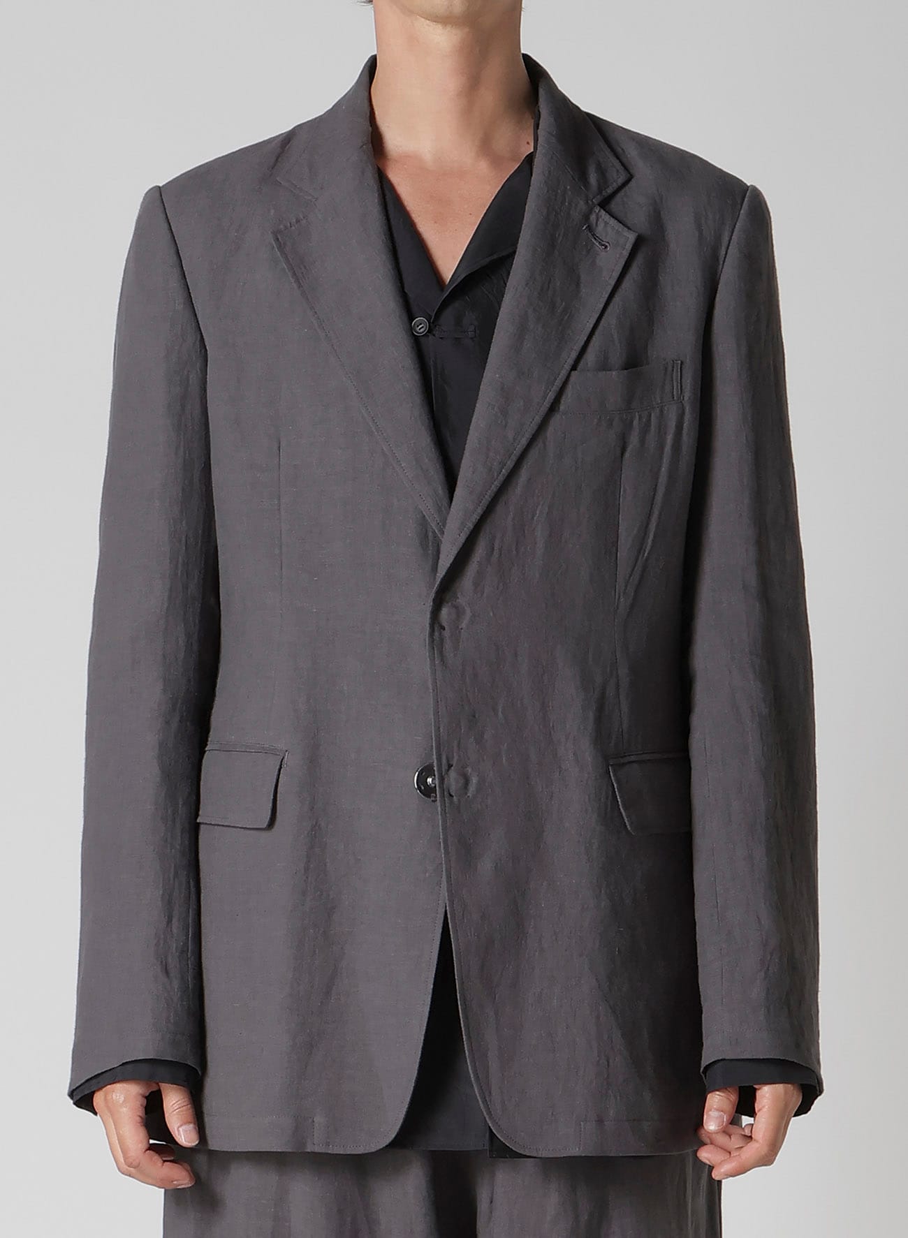 LINEN CLOTH FRONT EDGE 2SNAP BOTTON JACKET