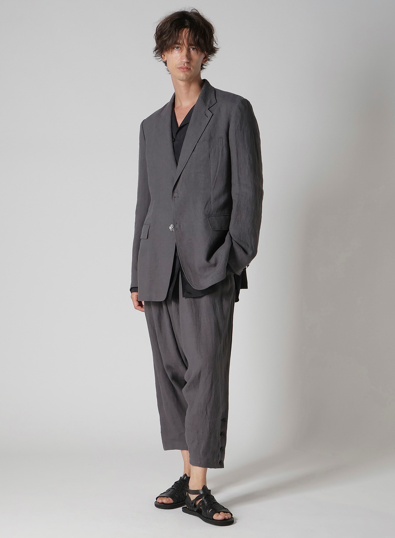 LINEN CLOTH FRONT EDGE 2SNAP BOTTON JACKET