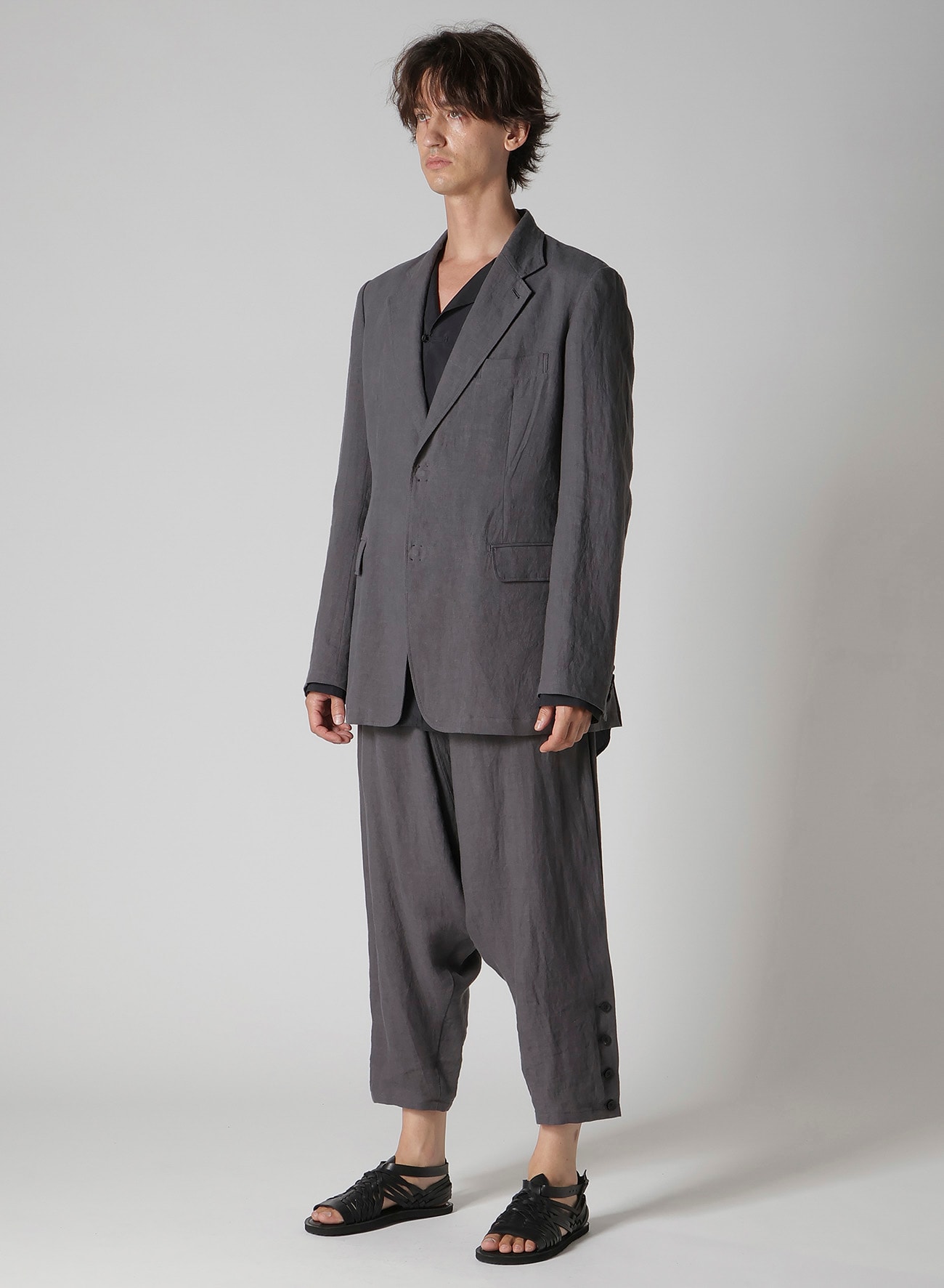 LINEN CLOTH FRONT EDGE 2SNAP BOTTON JACKET