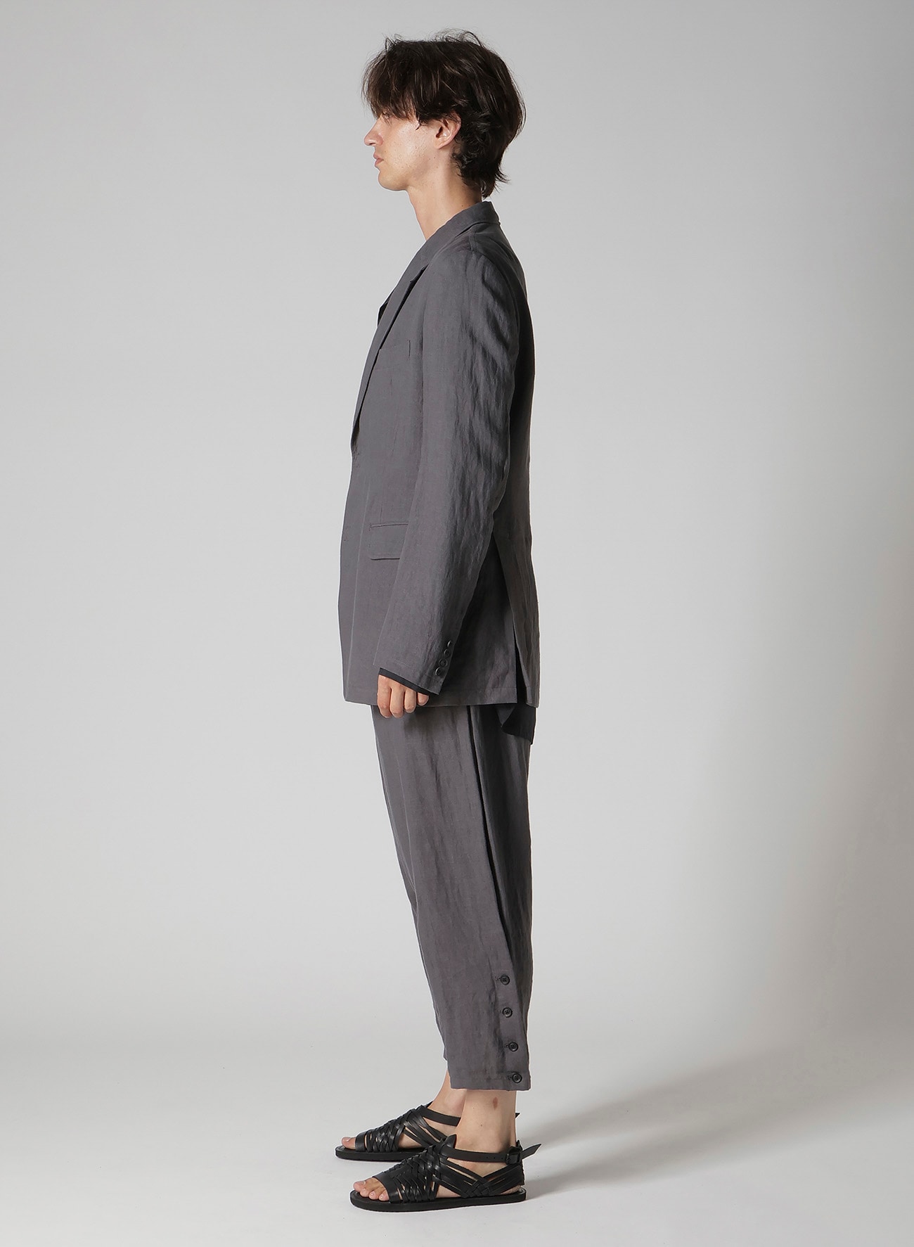 LINEN CLOTH FRONT EDGE 2SNAP BOTTON JACKET