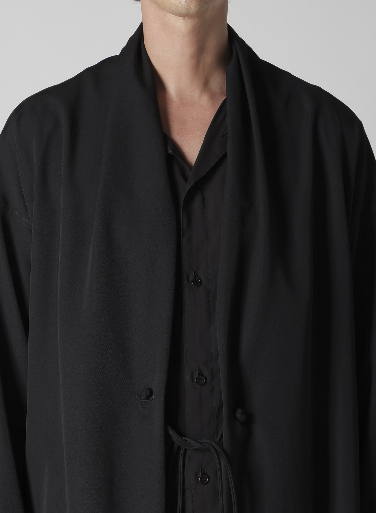 WOOL GABARDINE CHINA BUTTUN SCARF JACKET