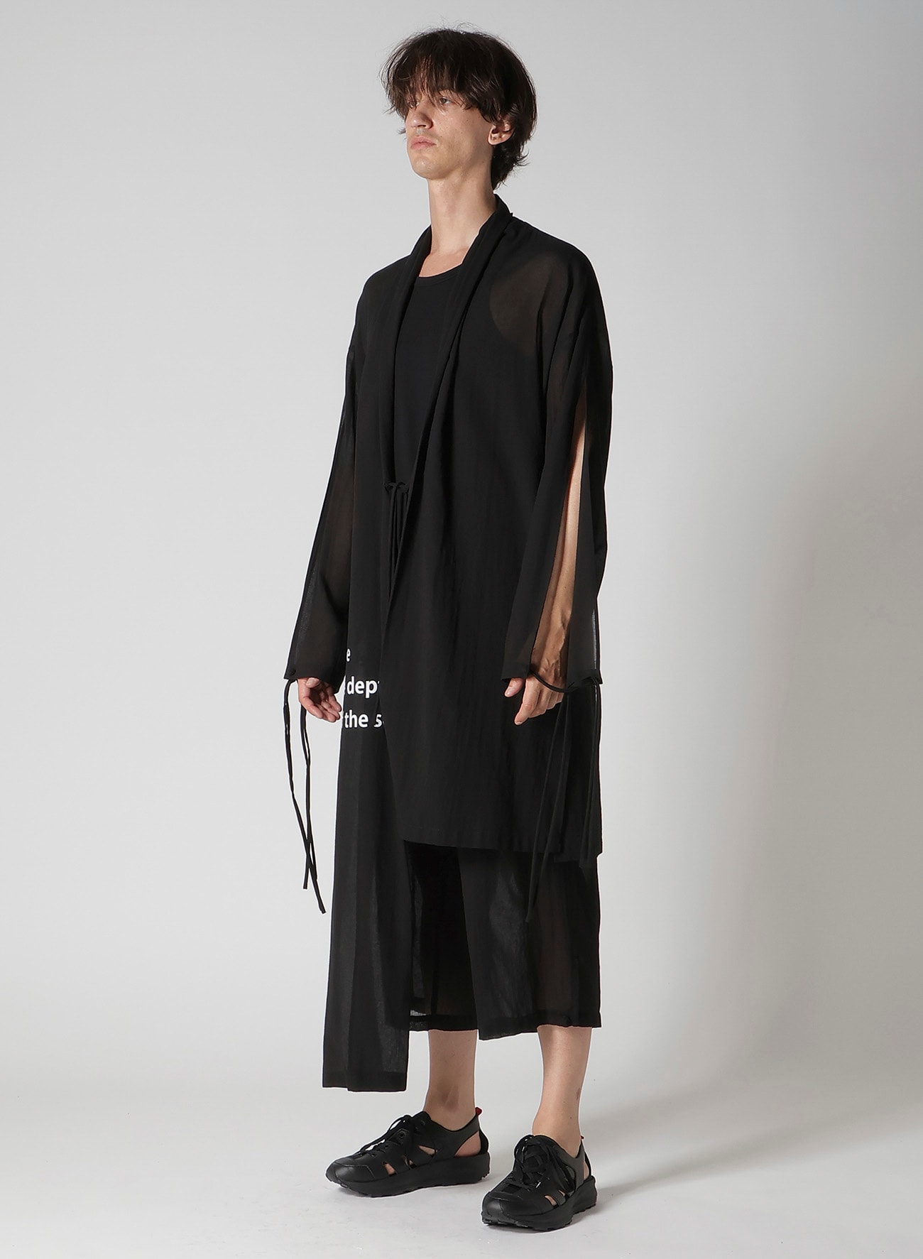 COTTON CIFFON MESSAGE PRINTED SCARF JACKET