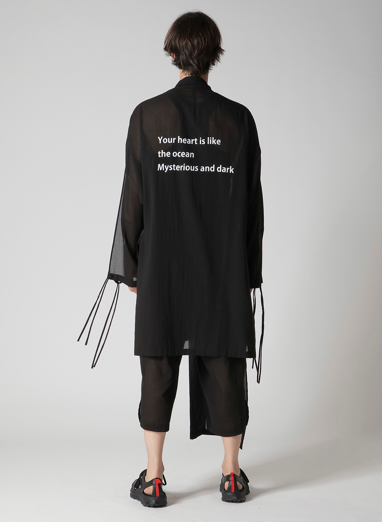 COTTON CIFFON MESSAGE PRINTED SCARF JACKET