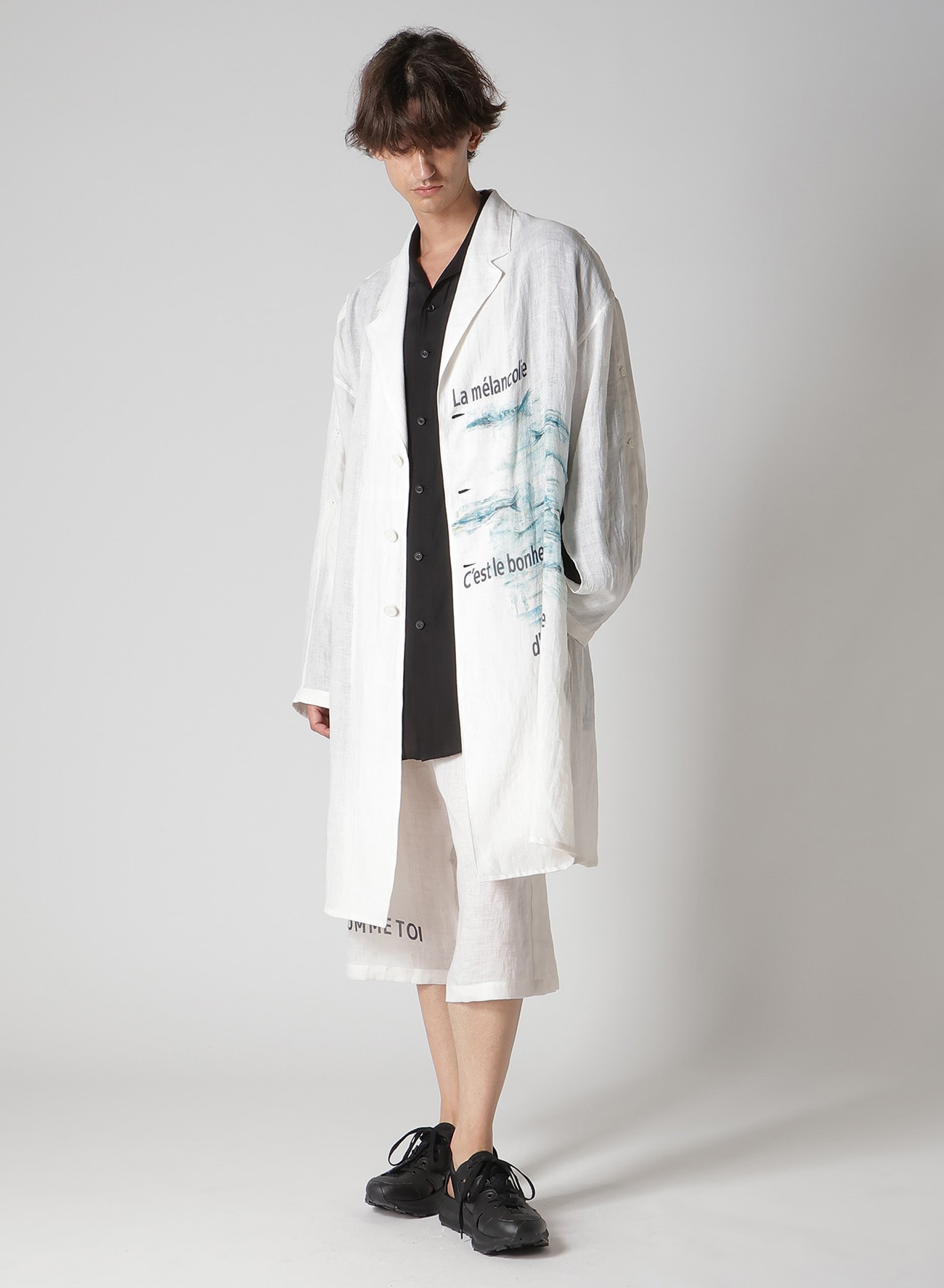 SAKANA MESSAGE PRINTED LONG JACKET