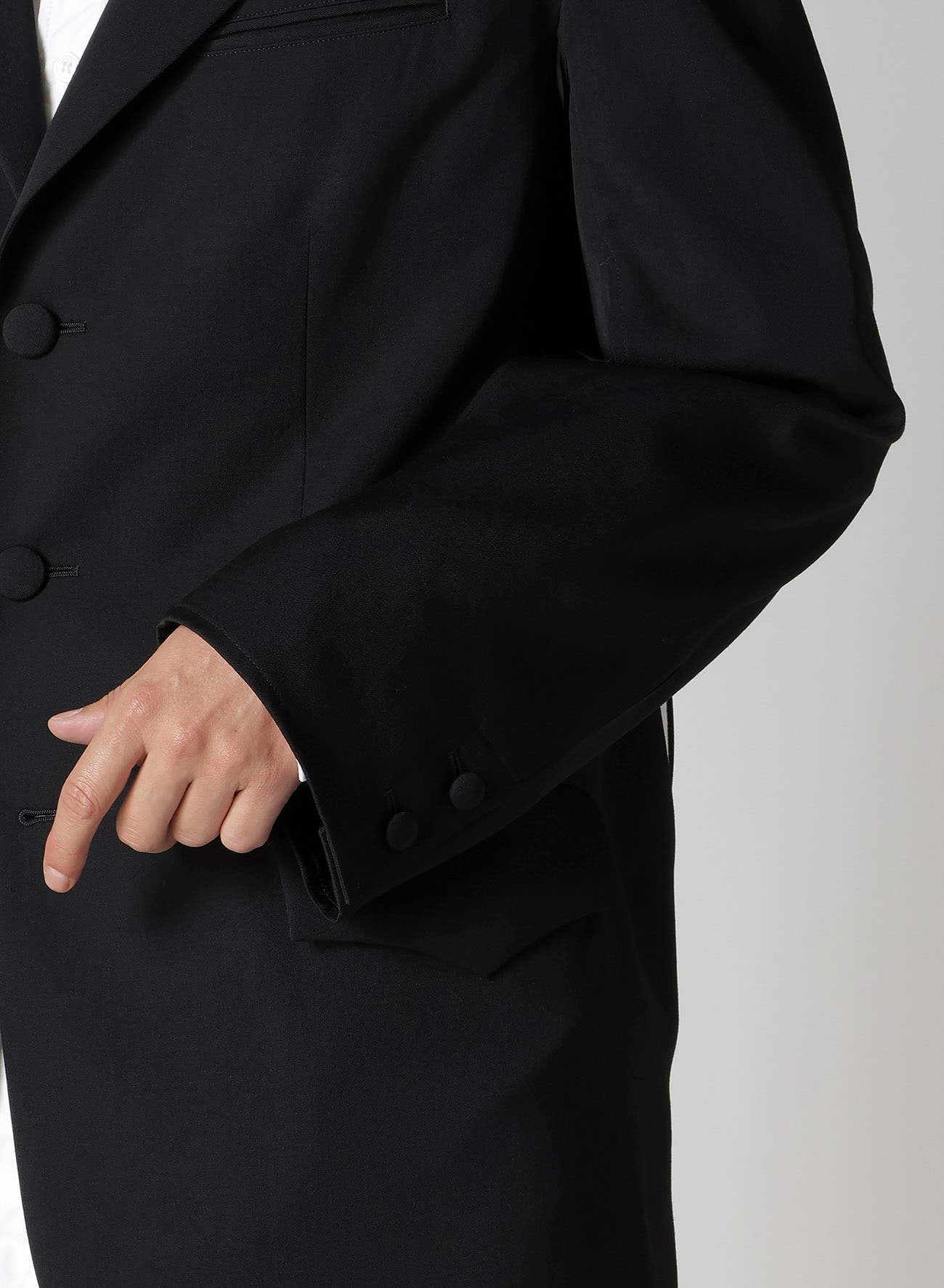 WOOL GABARDINE OPENED SLEEVE JACKET