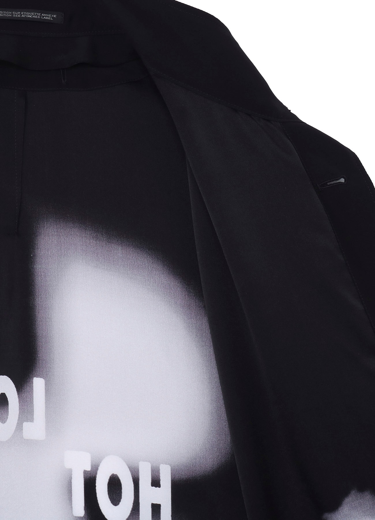 MESSAGE PRINTED SMOKE BUTTON OPENED JACKET(M Black): Yohji