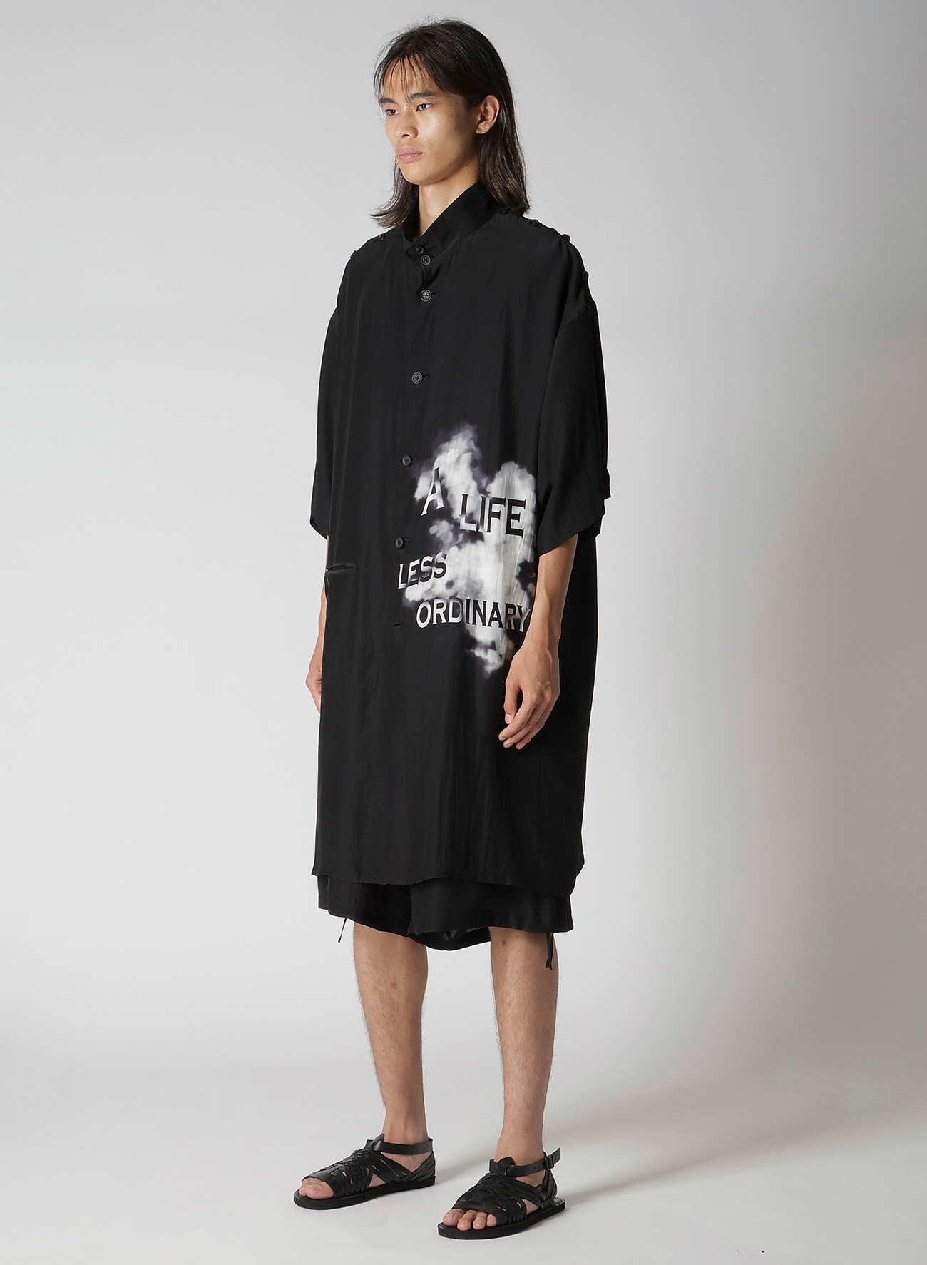 MESSAGE PRINTED SMOKE BUTTON OPENED JACKET