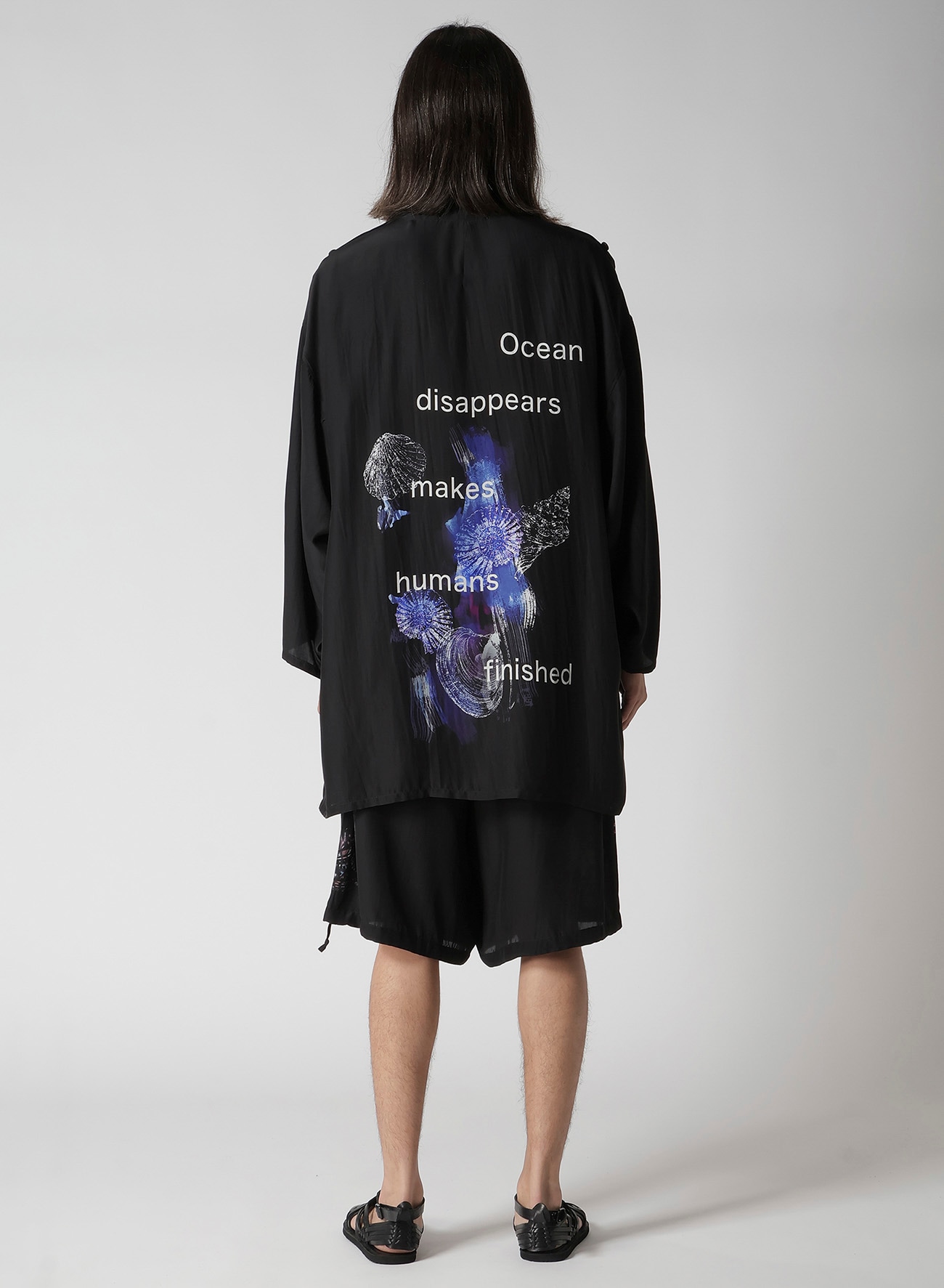 MARINE LIFE PRINTED BUTTON OPENED STAND JACKET