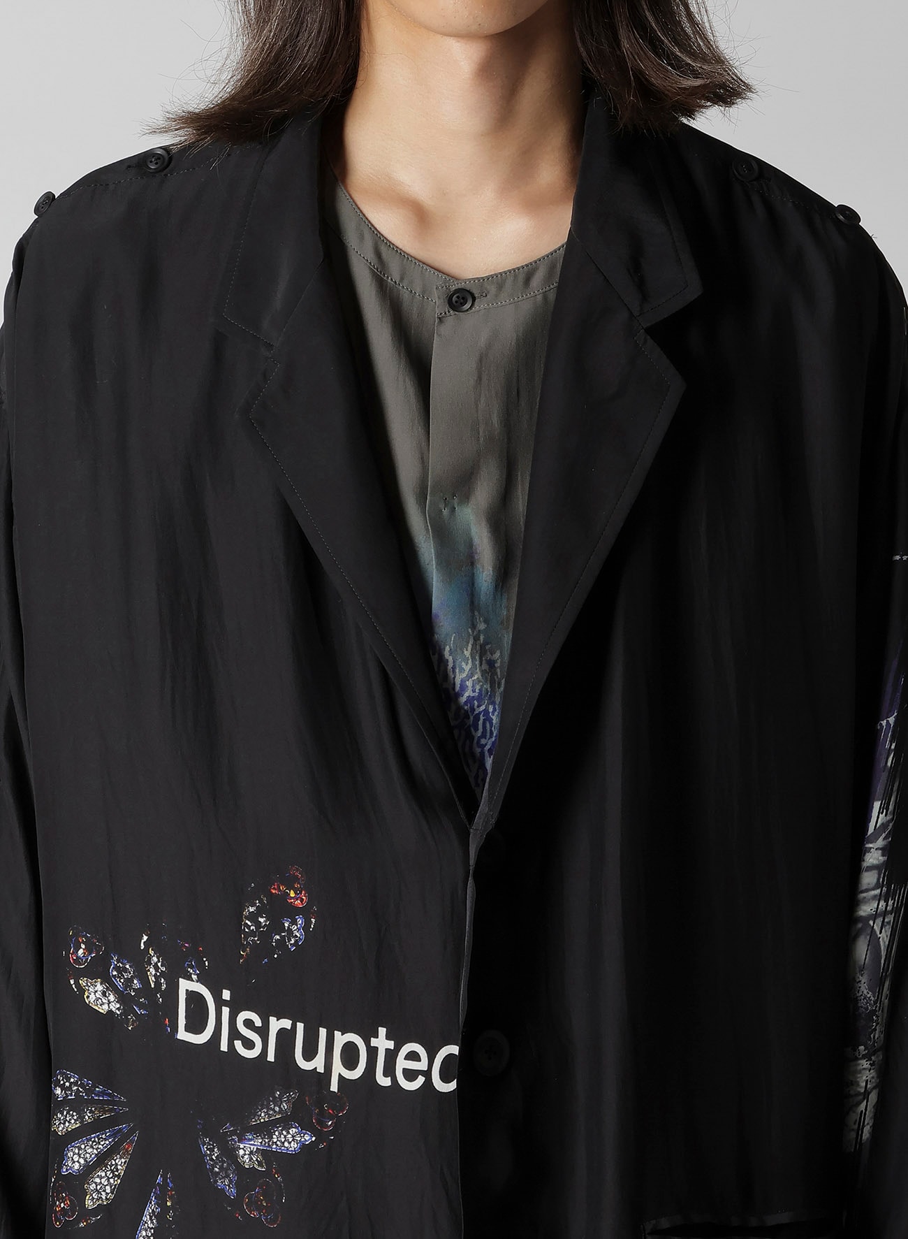 MARINE LIFE PRINTED BUTTON OPENED STAND JACKET