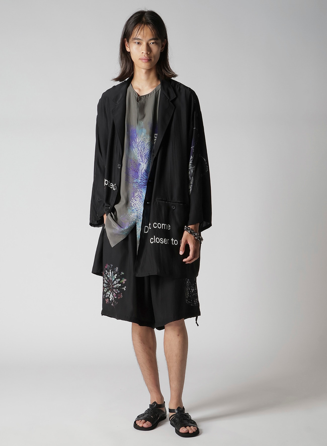 MARINE LIFE PRINTED BUTTON OPENED STAND JACKET