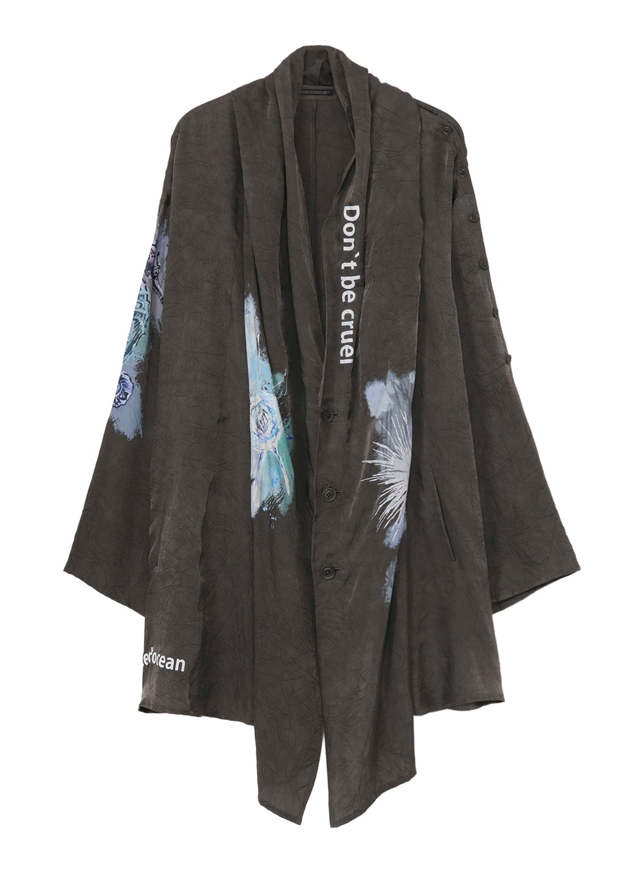 <PIECE UNIQUE/AOYAMA>INK DYED WRINKLE CUPRO MESSAGE DRAPE JACKET